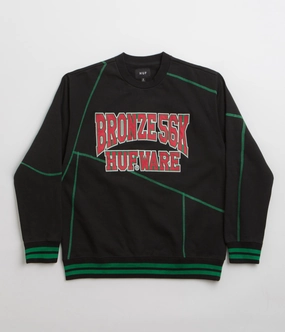 Durable Stitching Comfy Appeal HUF x Bronze 56K Bronze HUFware Crewneck Sweatshirt - Black