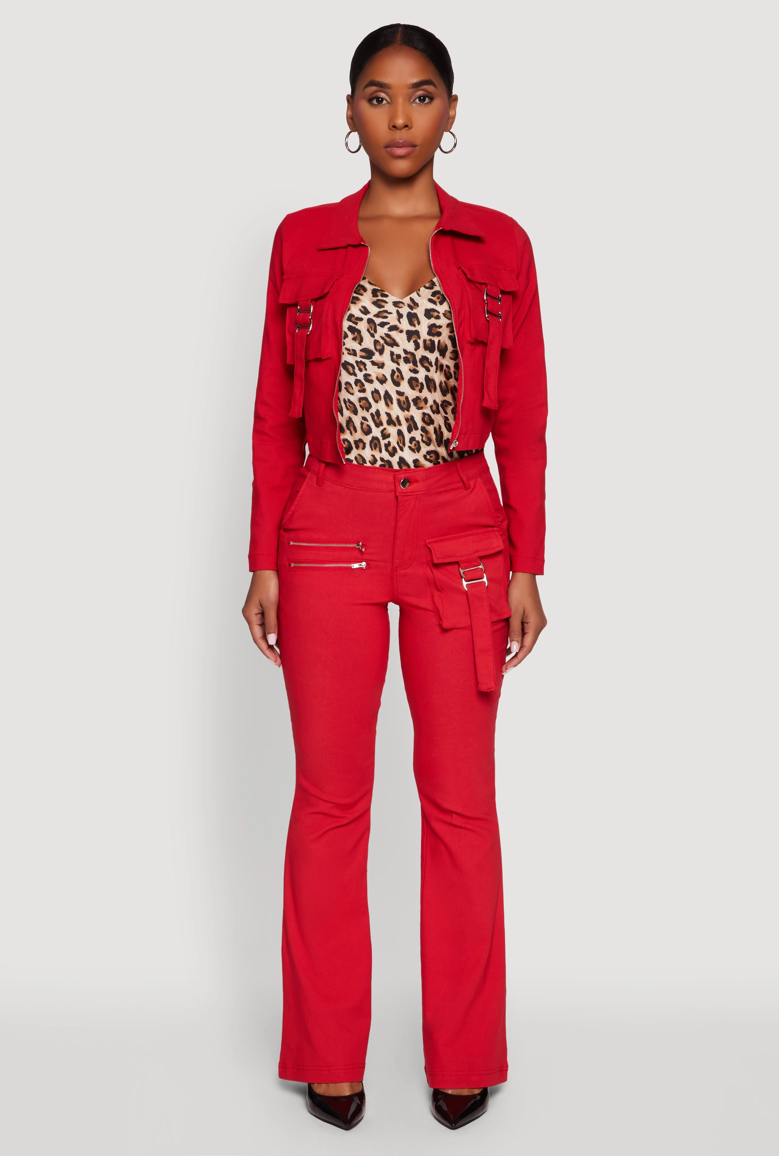 Hyper Stretch Cropped Zip Front Utility Jacket Abrasion Proof Shoulders Minimalist Aesthetic