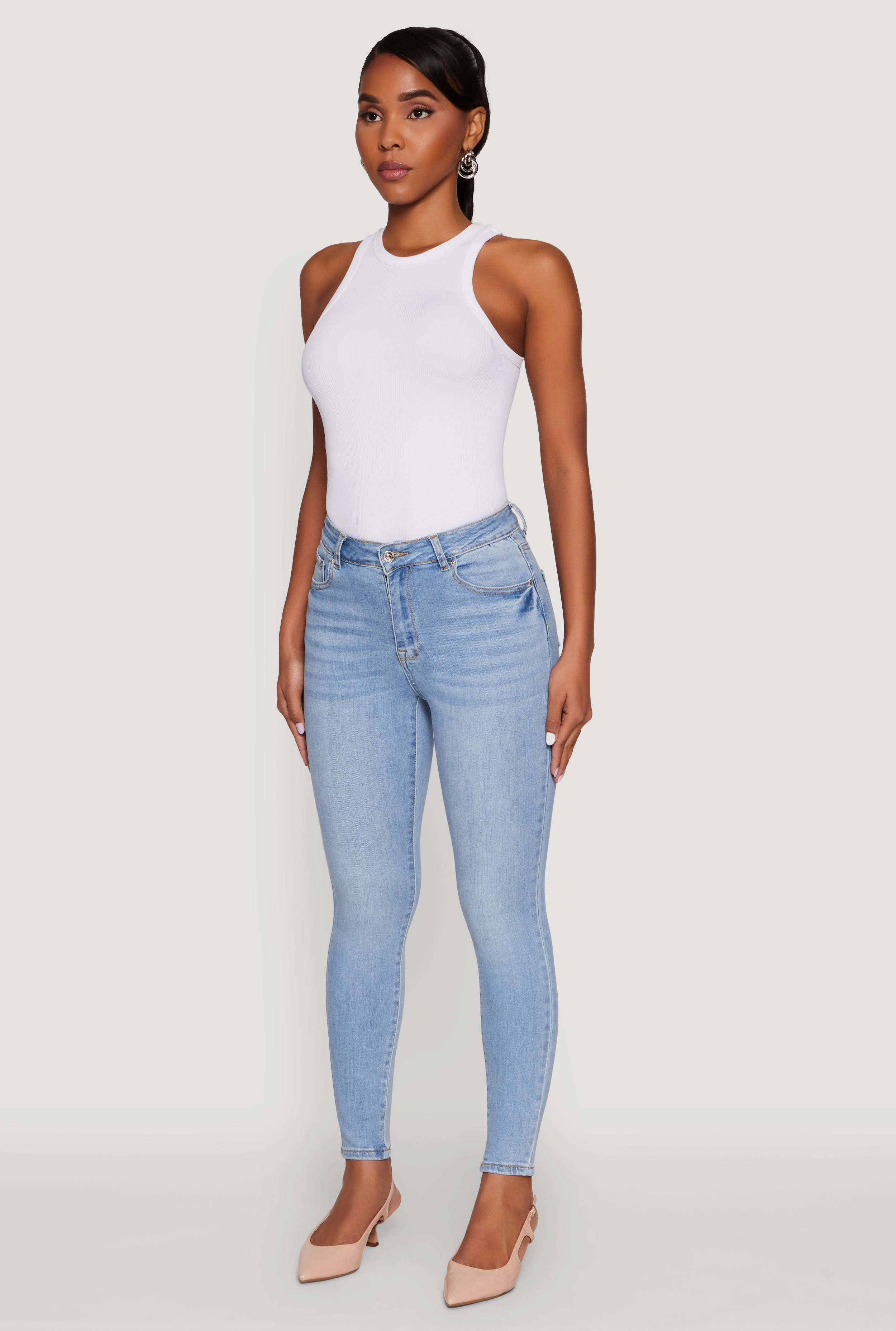 WAX High Rise Solid Cropped Skinny Jeans Leisure Wear