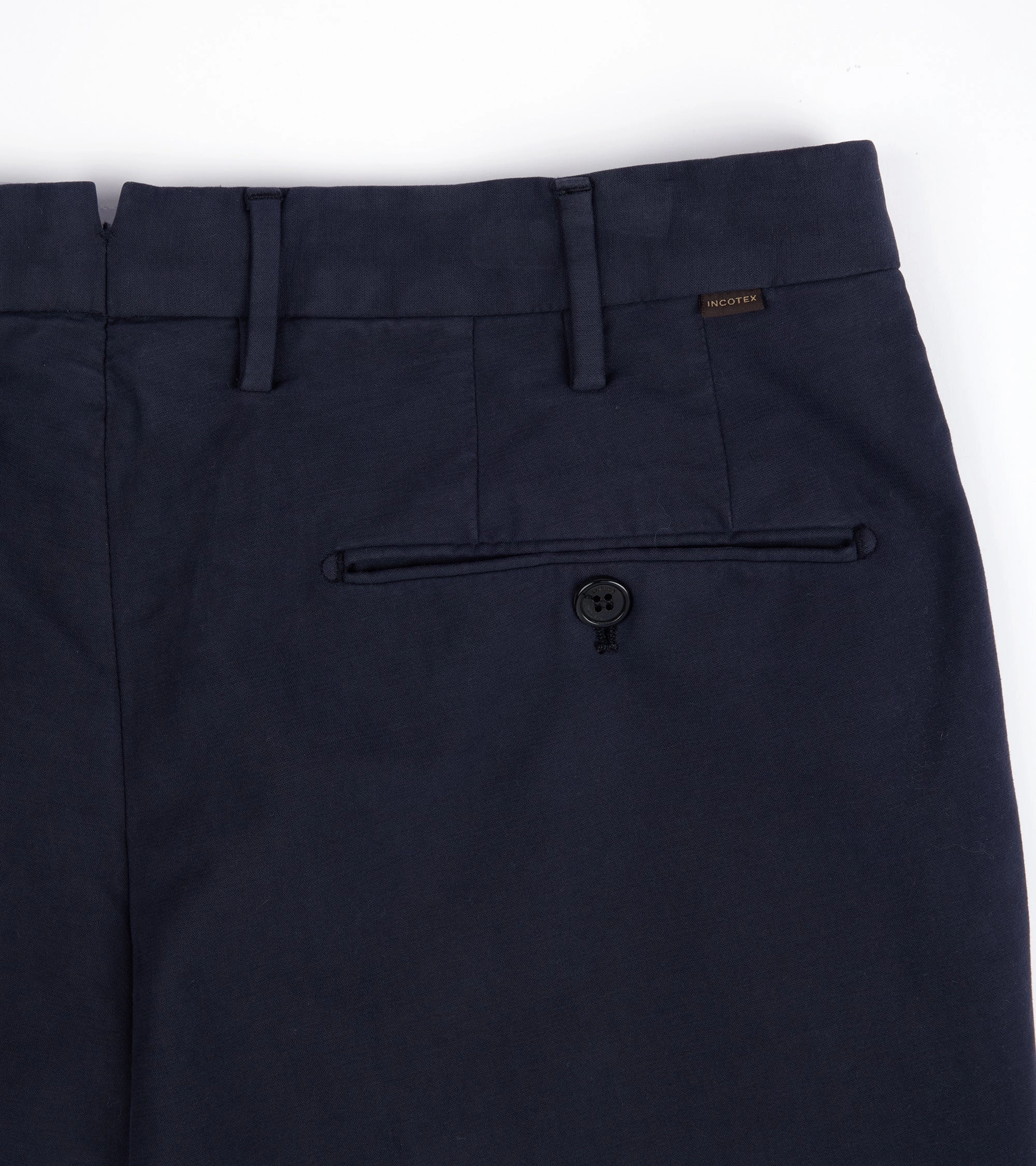 Outfit Staple Incotex Regular High Cotton Doeskin Trousers: Navy