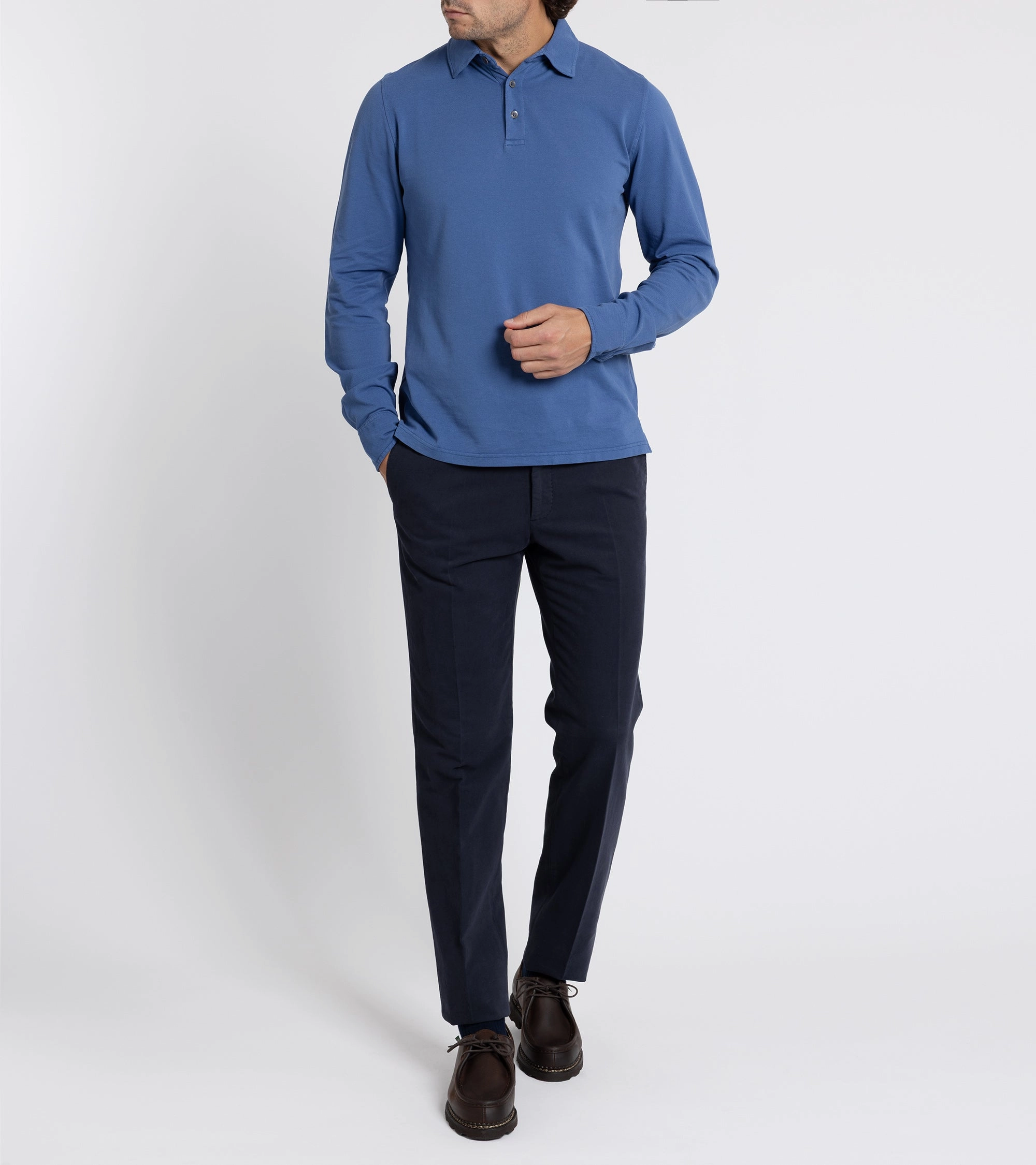 Incotex Regular High Cotton Doeskin Trousers: Navy Cold Weather Wear Bold Design