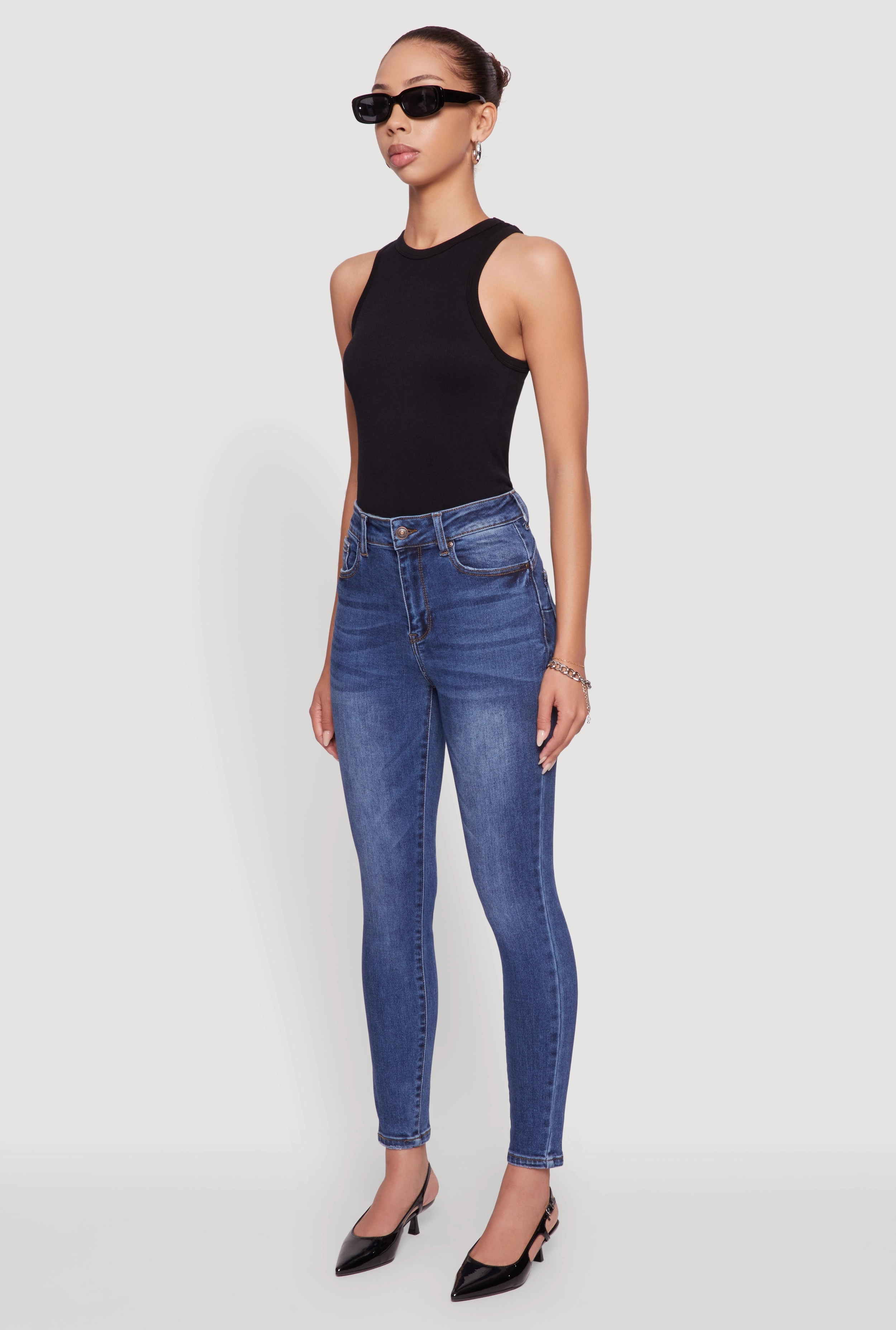 Work Meeting Trendy Modern Minimalist WAX Push Up High Rise Skinny Jeans
