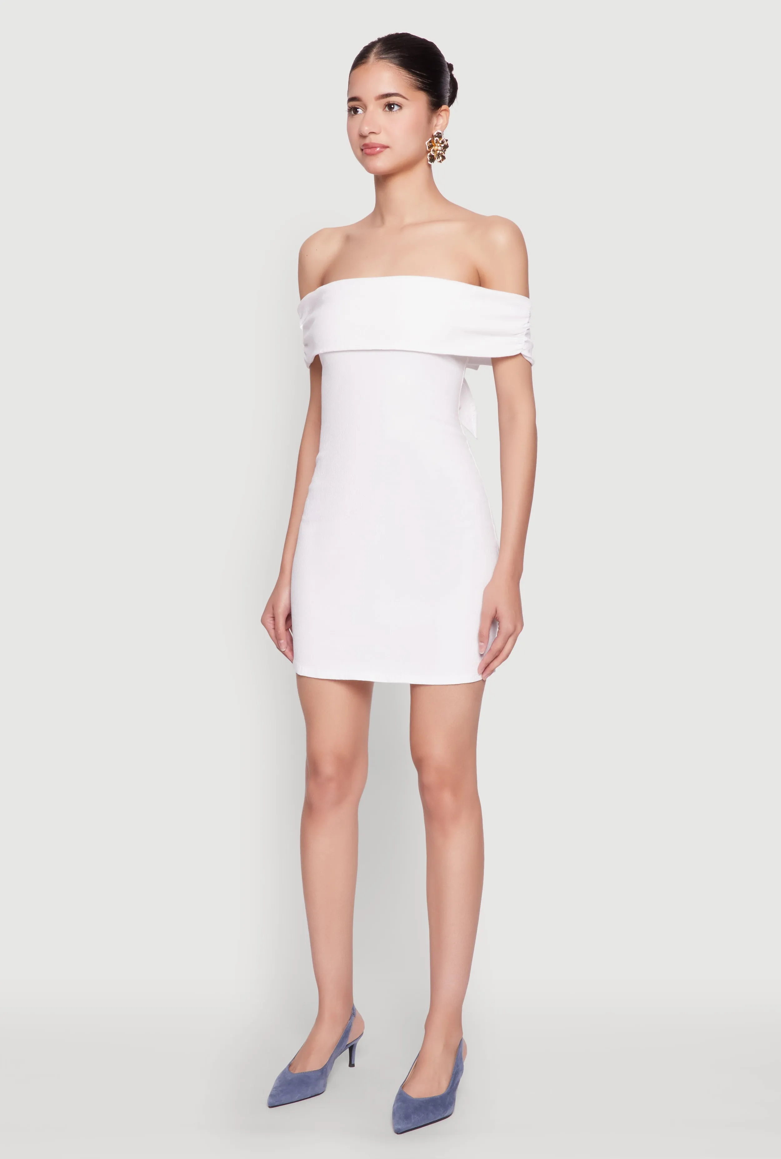 Casual Style Wear Iris Bow Detail Ruched Overlay Dress