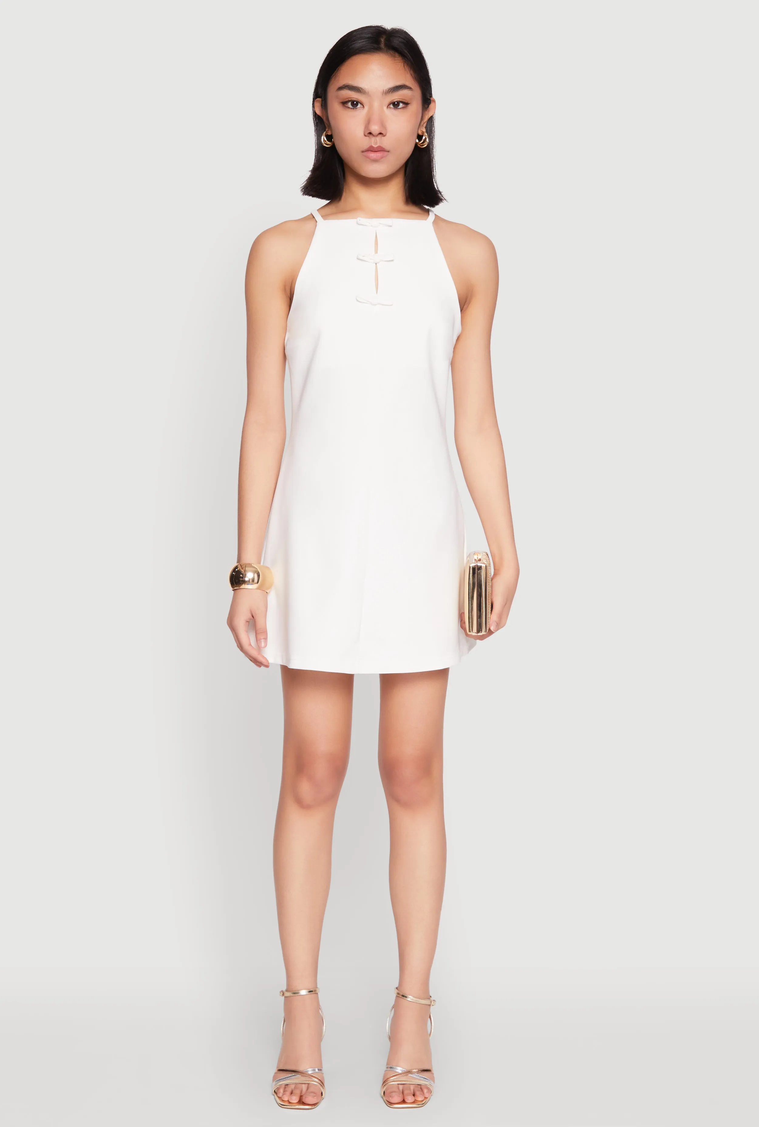 Iris Bow Keyhole Mini Shift Dress Easy-to-style casual dress Street Motion