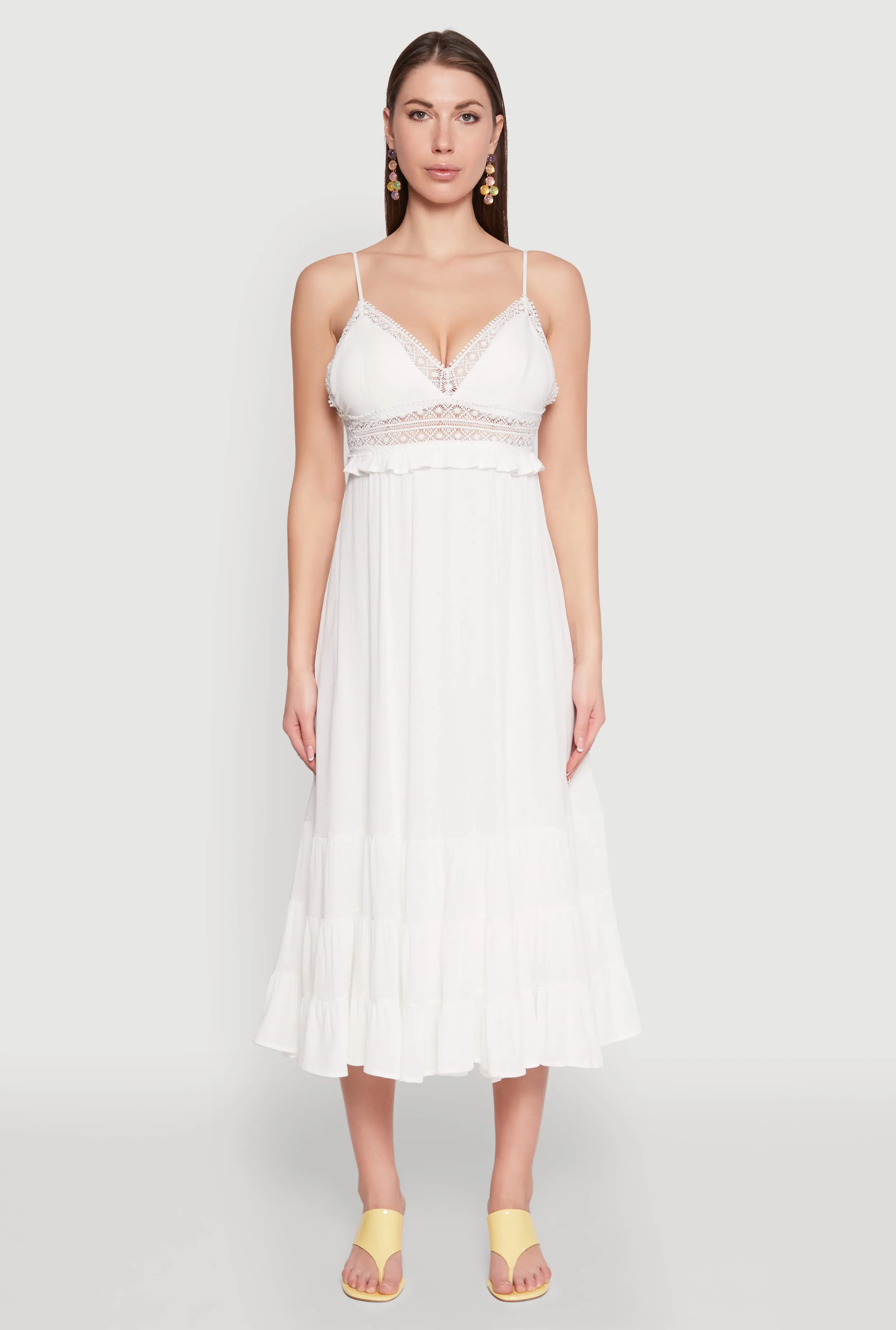Iris Crochet Detail Empire Waist Midi Dress Sunny Lace