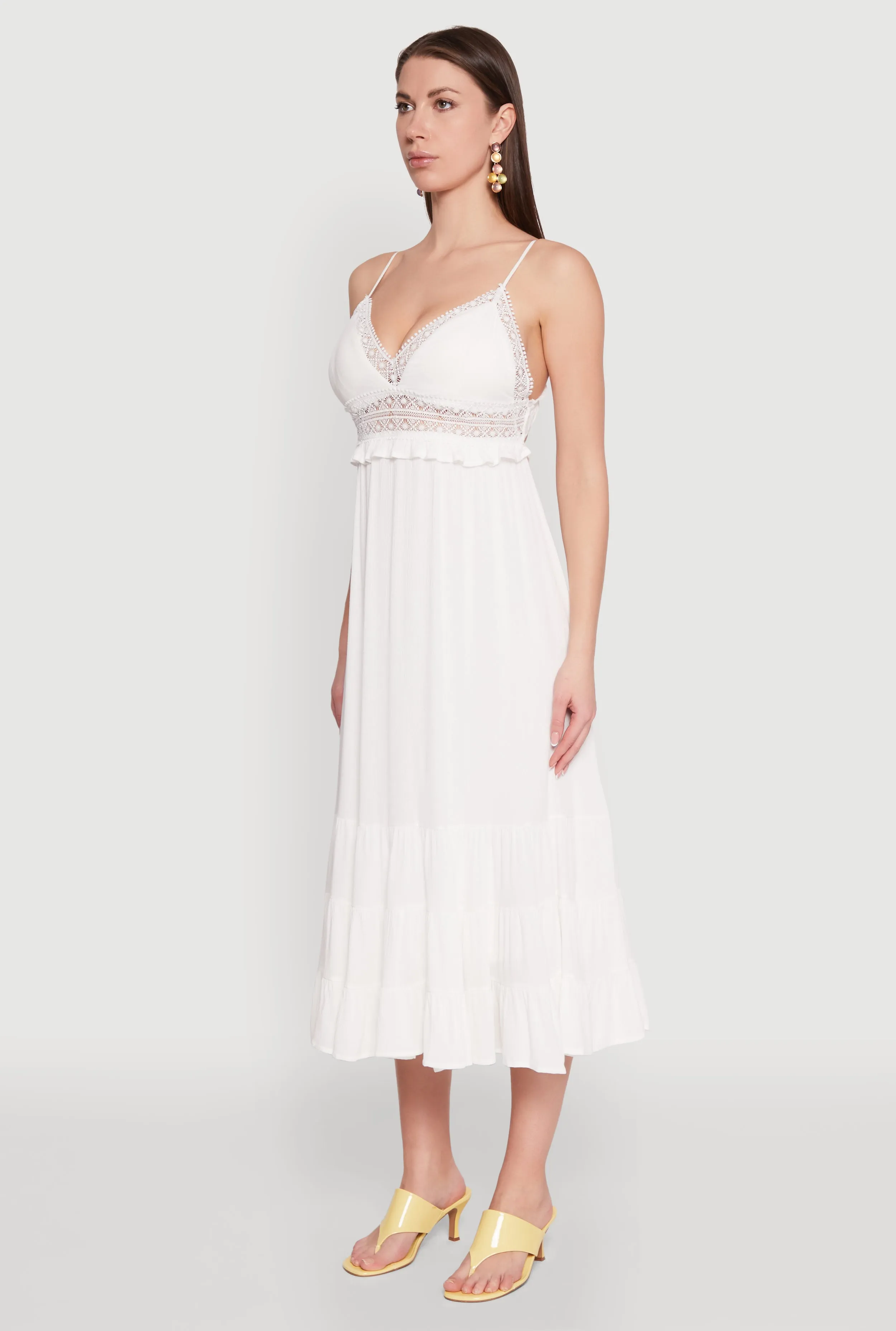 Flare Breeze Iris Crochet Detail Empire Waist Midi Dress