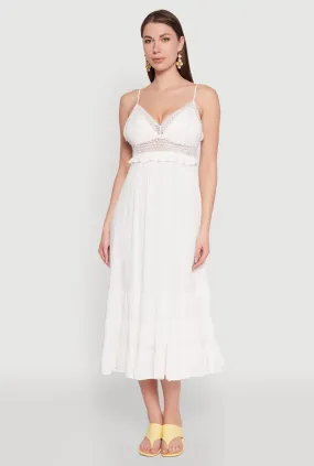 Lightweight Fit Easy Going Iris Crochet Detail Empire Waist Midi Dress
