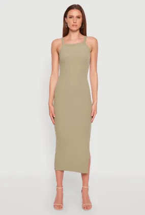 Iris Ribbed Knit Side Slit Dress Texture Style Light And Airy