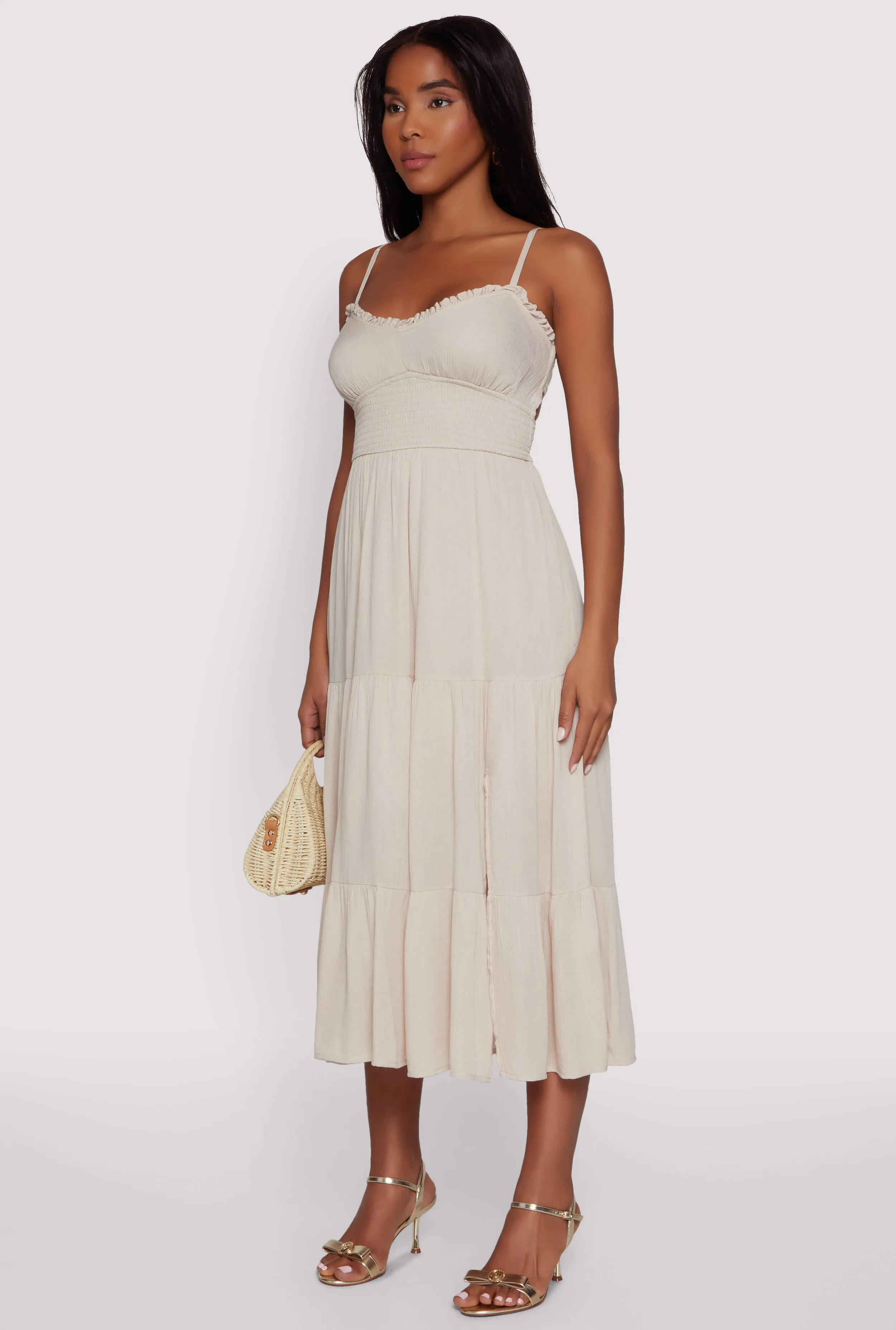 Fall Mood Work Fitwear Iris Smocked Empire Waist Tiered Dress