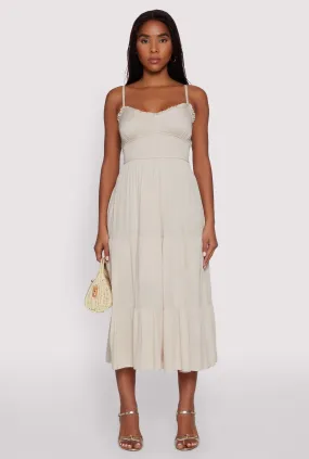 Brunch Tone Iris Smocked Empire Waist Tiered Dress