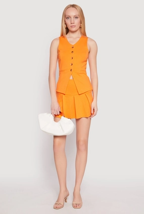 Designer Inspired Iris Ponte Pleated Mini Skirt