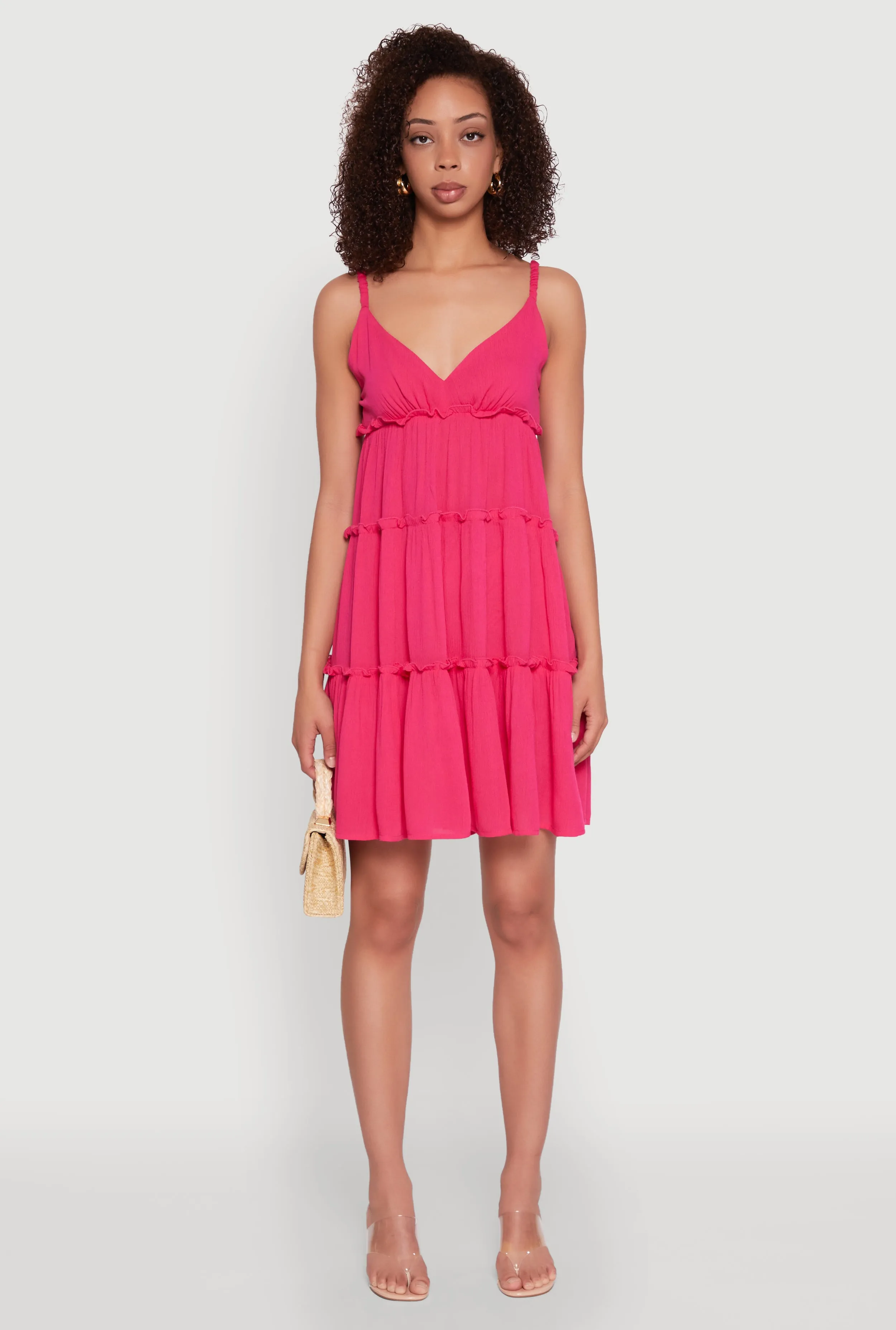 Gauze Knit Cami Tiered Dress Casual Feel