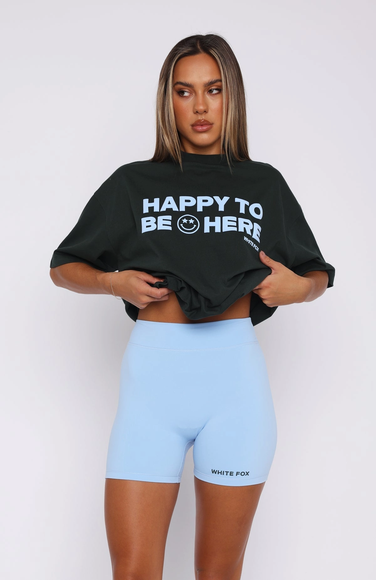 Just To Be Popular Bike Shorts Bright Blue Stretchable Waistband Easy Style