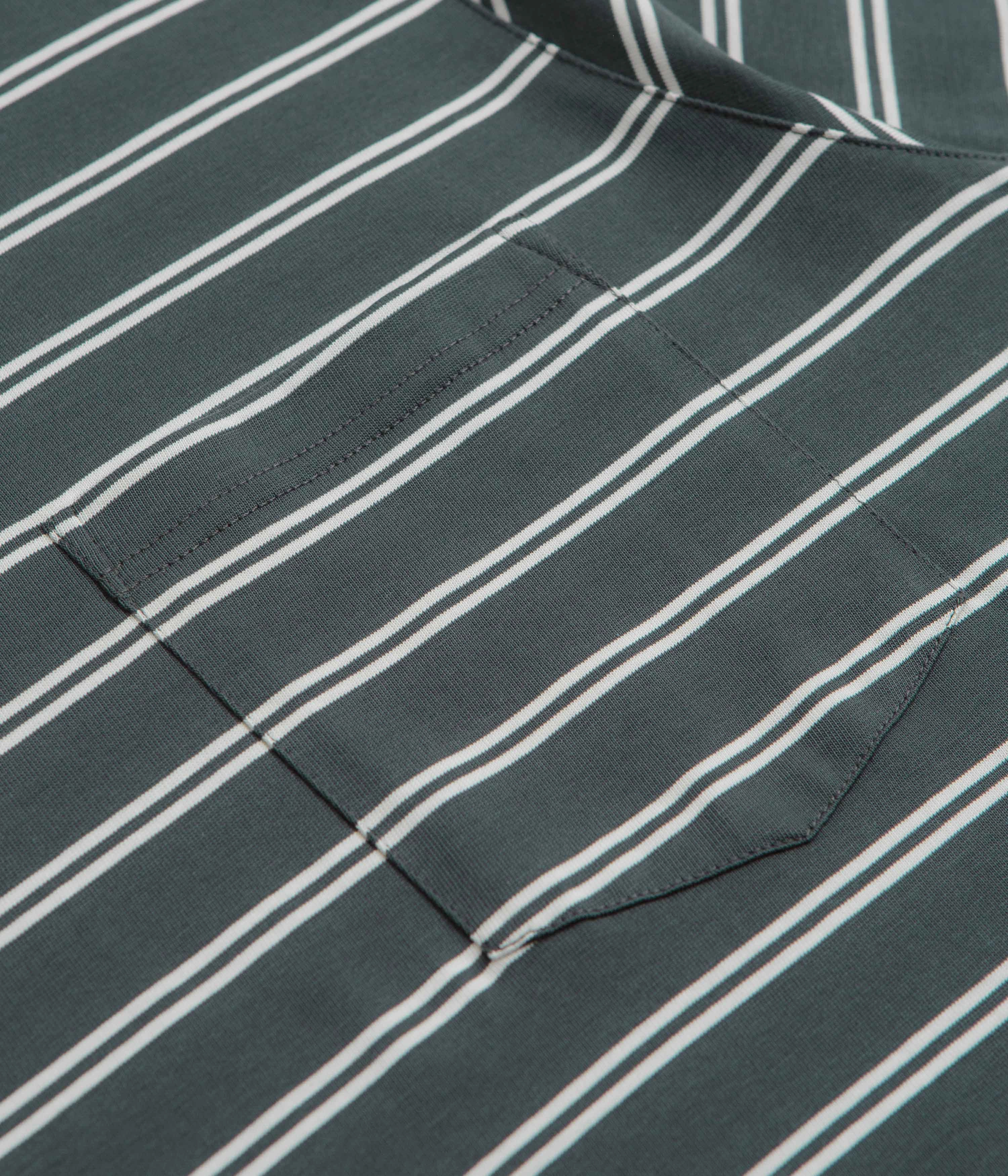 Comfortable texture Easy-to-Style Top Norse Projects Holger Organic Sailor Stripe Pocket T-Shirt - Battleship Grey