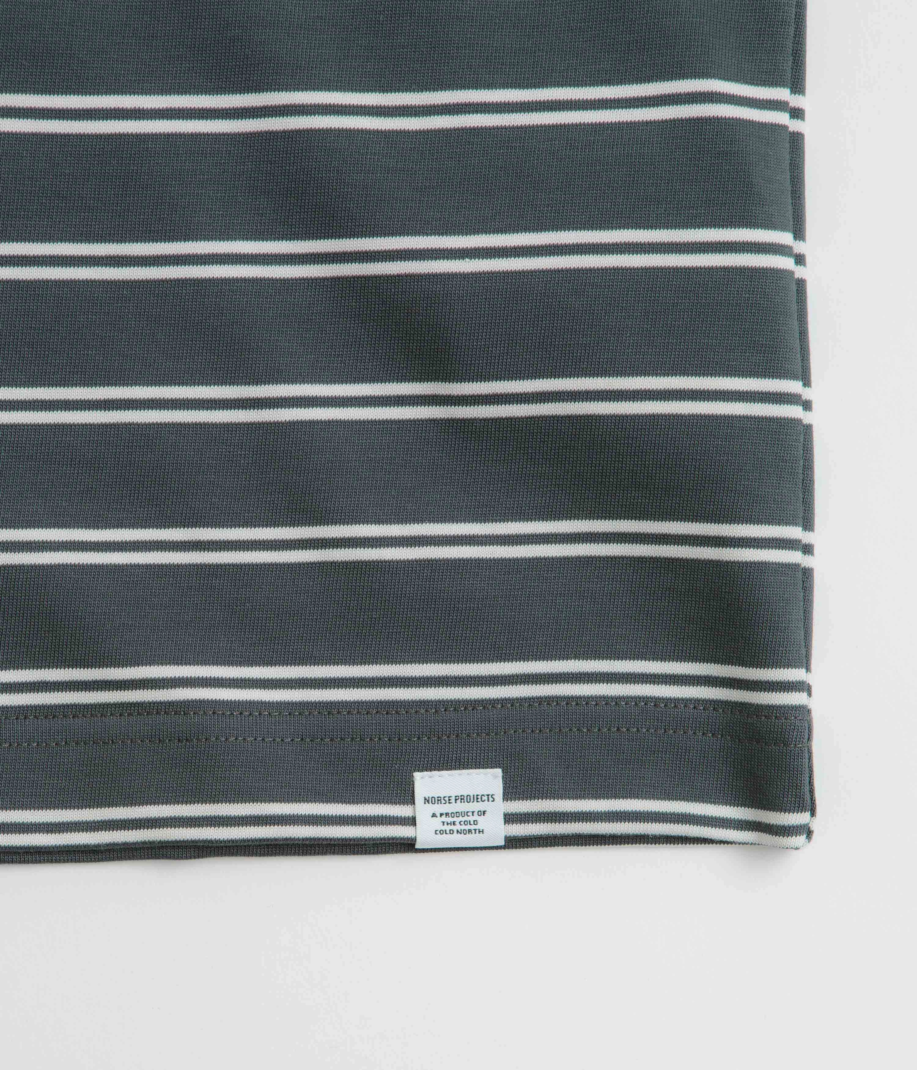 Micro Perforation Norse Projects Holger Organic Sailor Stripe Pocket T-Shirt - Battleship Grey