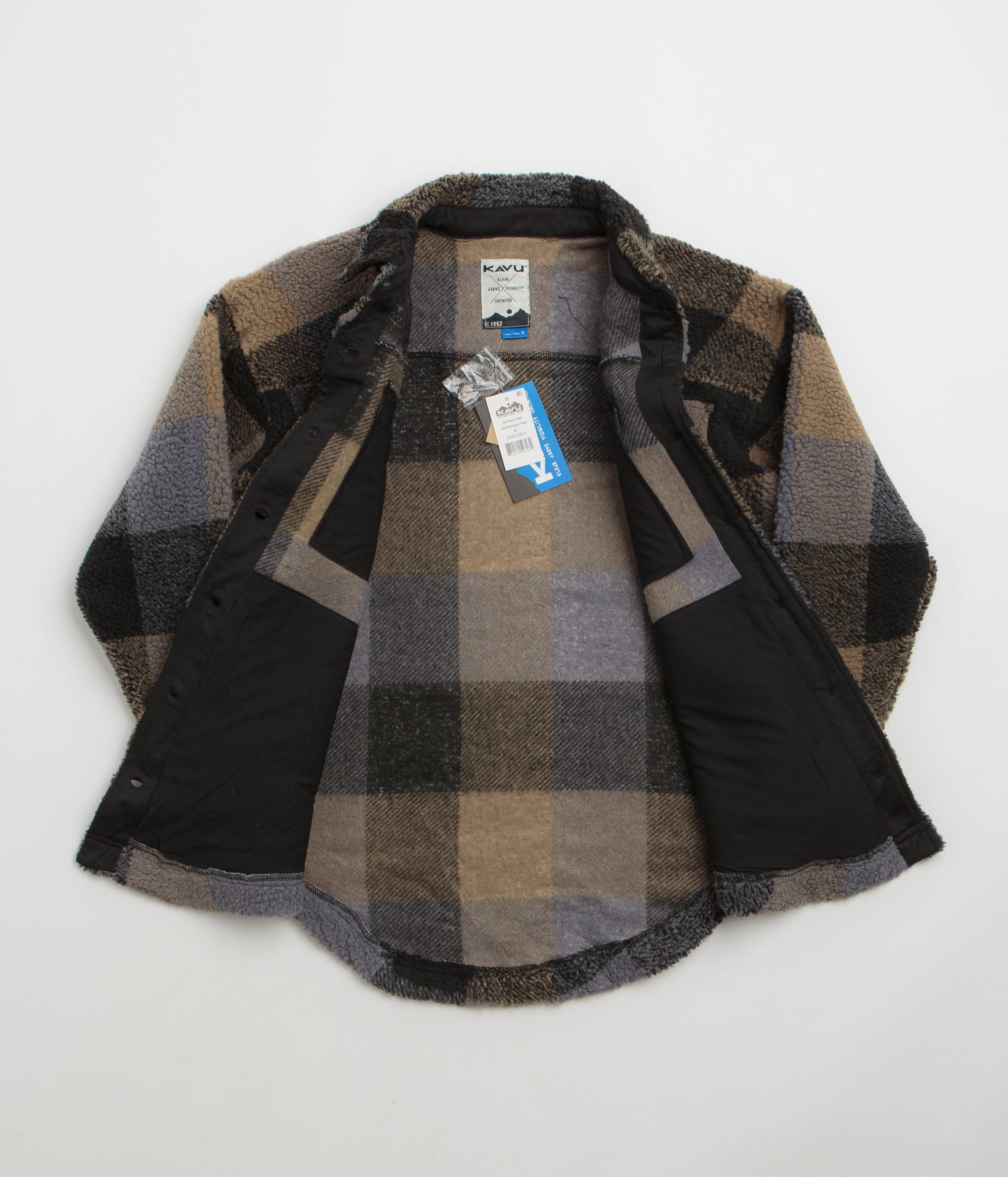 Kavu Womens Northern Sky Shirt Jacket - Nightshade Plaid Seamless Knit Cuffs