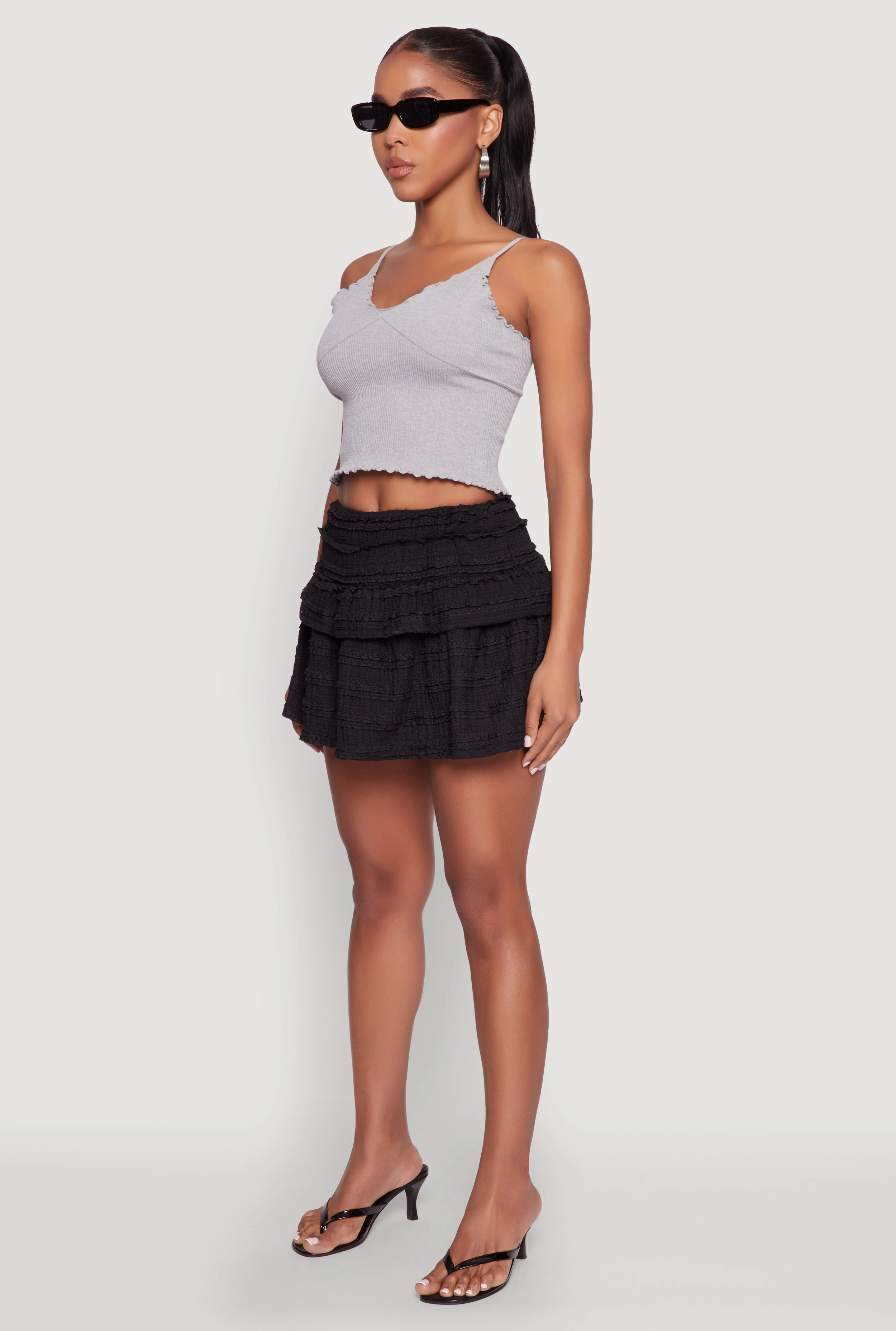 Simple Fashion Sustainable Textured Knit Mini Skirt