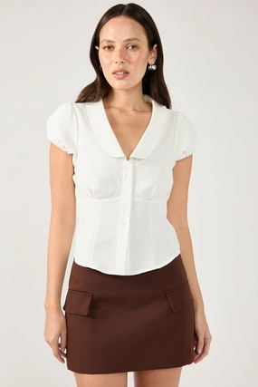 Perfect Stranger Maeve Tailored Mini Skirt Chocolate Back Slit Fringe Detail