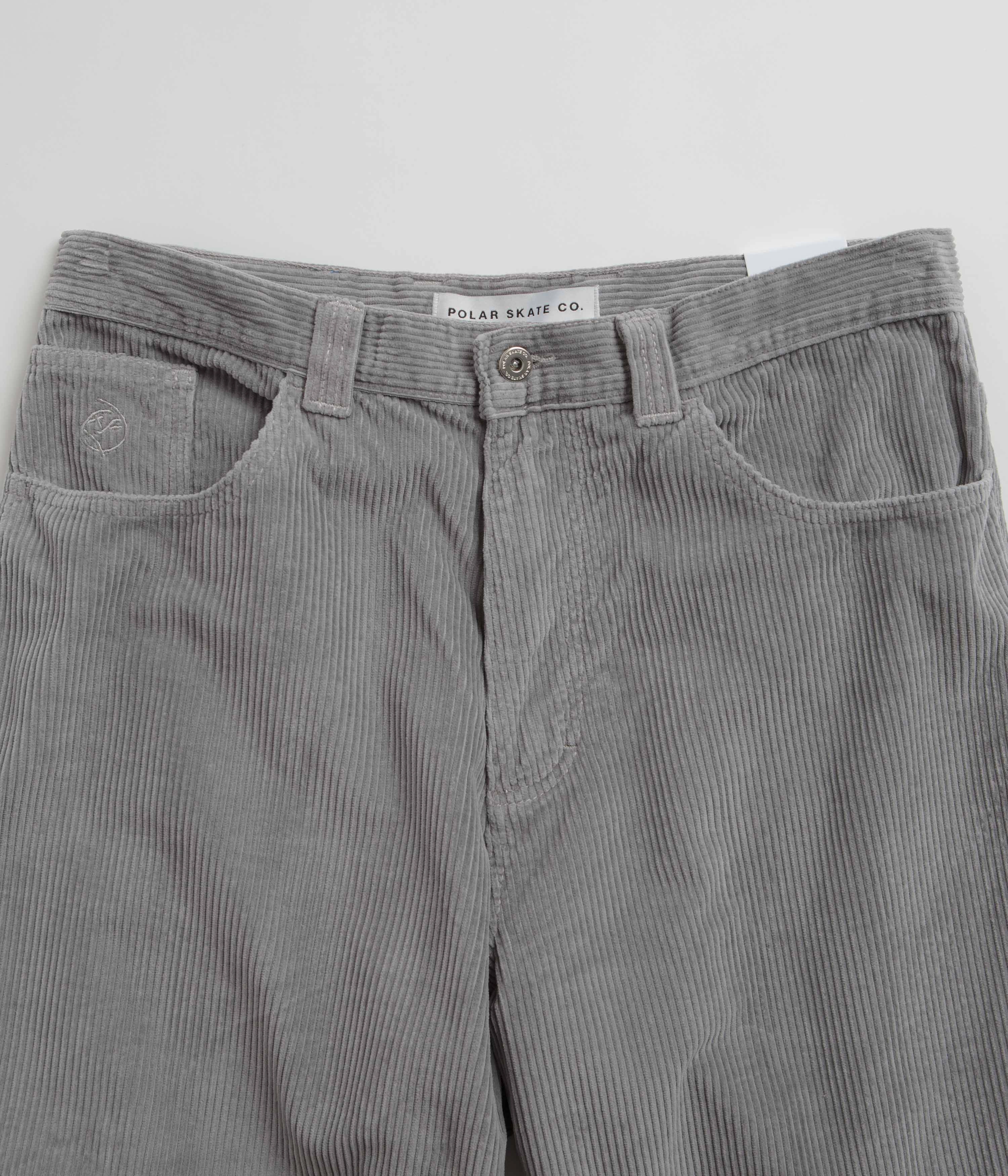 Tapered Leg Design FunctionalZipper Polar Big Boy Cord Pants - Silver