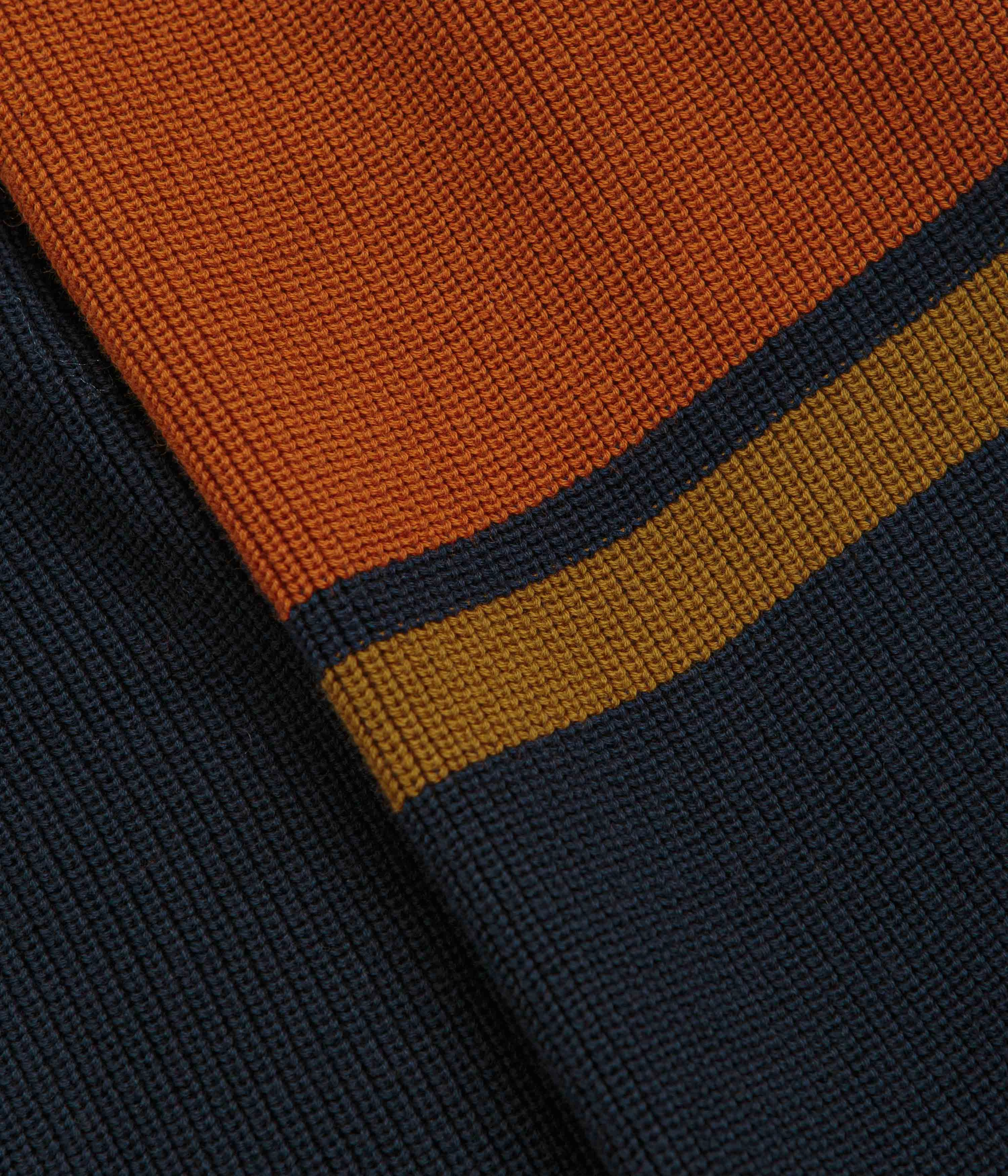 Chilly Day Outfit Drop Needle Detailing Pass Port Organic Cotton Stripe Knit Sweatshirt - Navy