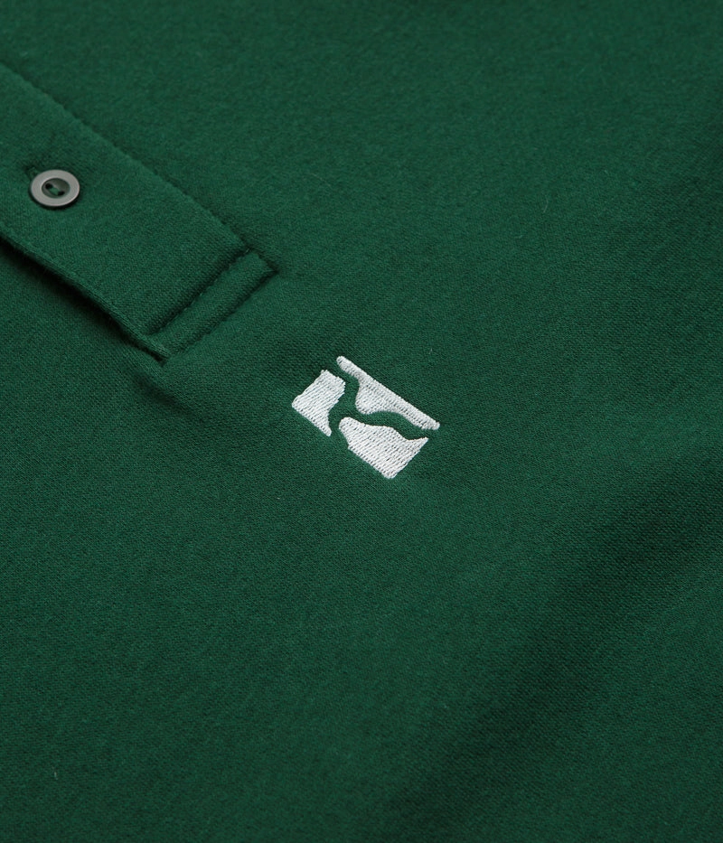 Poetic Collective Heavy Polo Sweatshirt - Bottle Green Layered Look