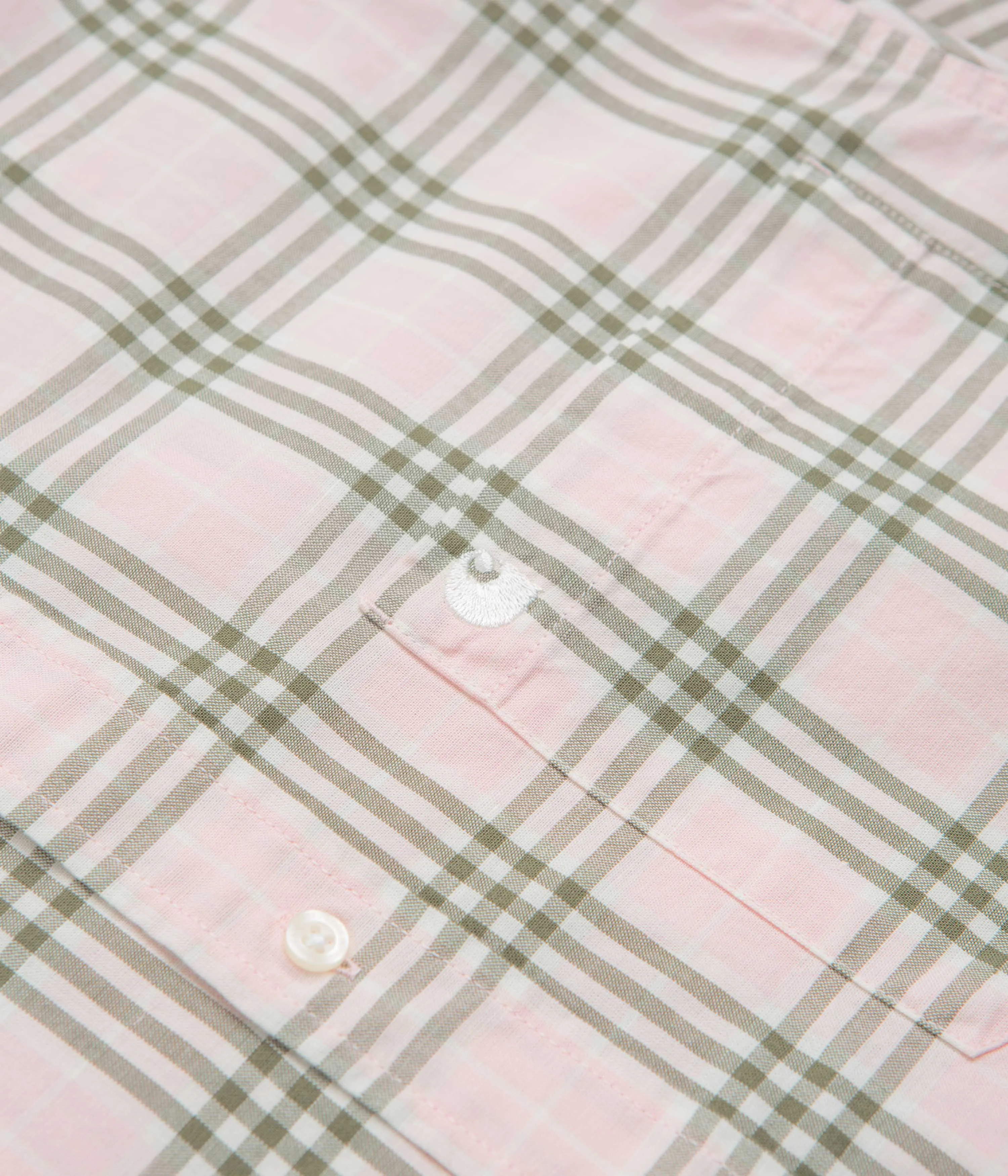 Abrasion Resistant Edges Carhartt Niven Short Sleeve Shirt - Niven Check / Air Pink / Wax