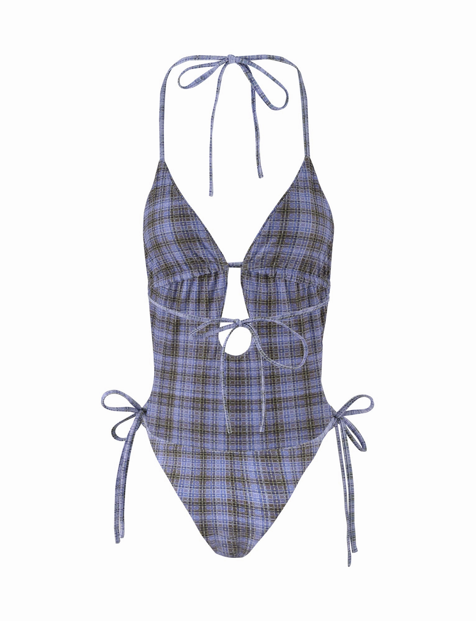Flat Lock Stitching PALOMA ONE PIECE - BLUE: MICRO CHECK