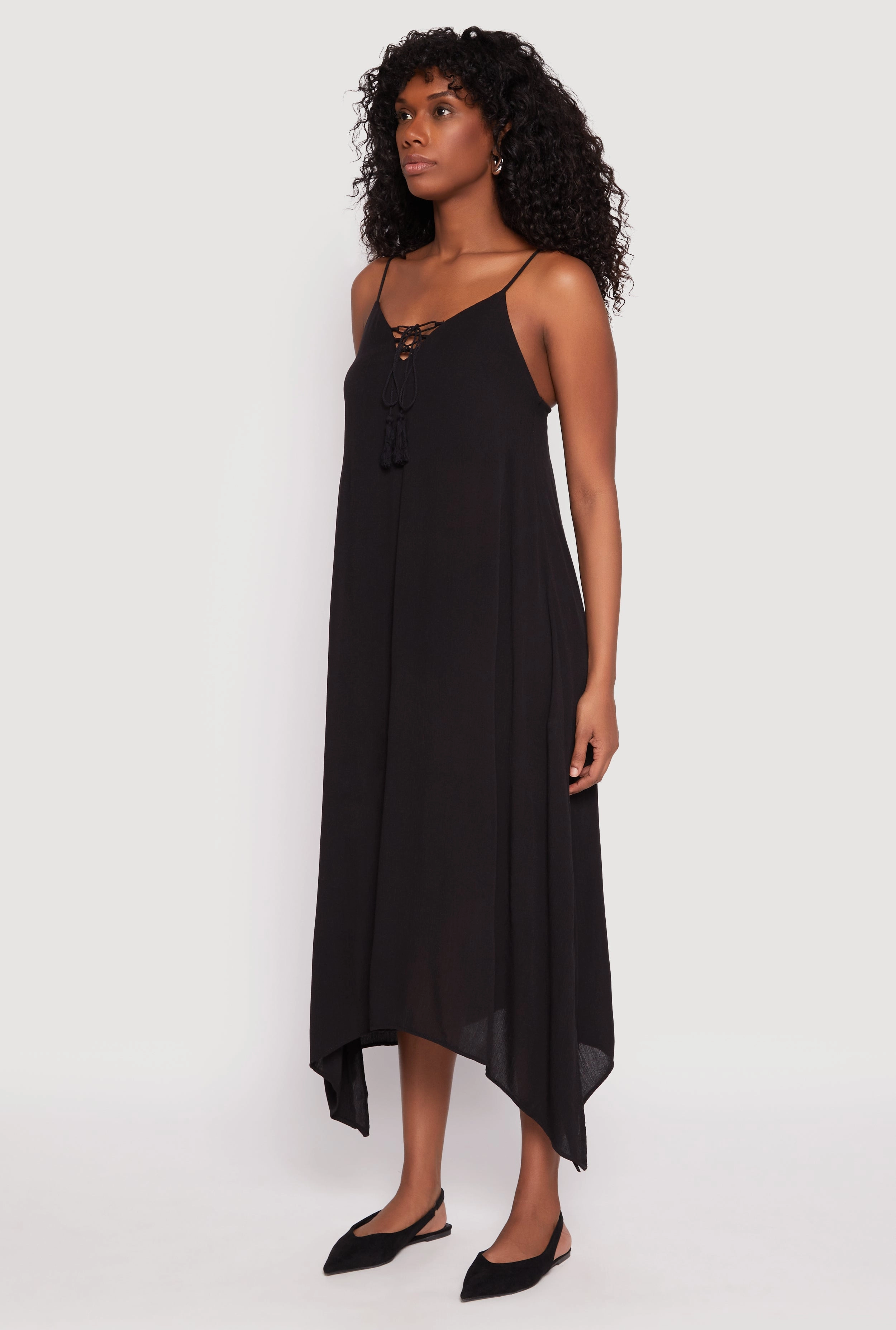 Flexible Style Lace Up Sharkbite Hem Maxi Dress