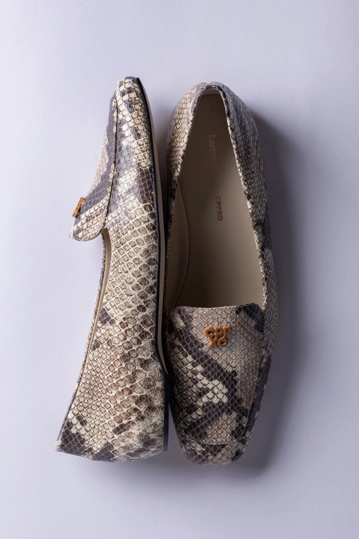 Larroud?? x CPPXO Loafer In Neutral Snake Leather Office Worker Quick Flow