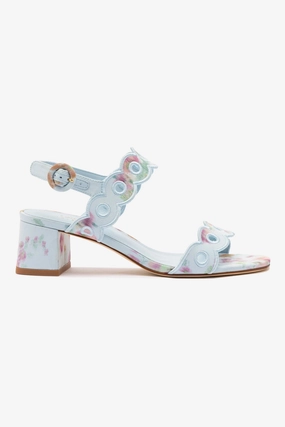 Larroud?? x Markarian Florence Broderie In Apple Blue Floral Ikat Sleek Flats Classic Line