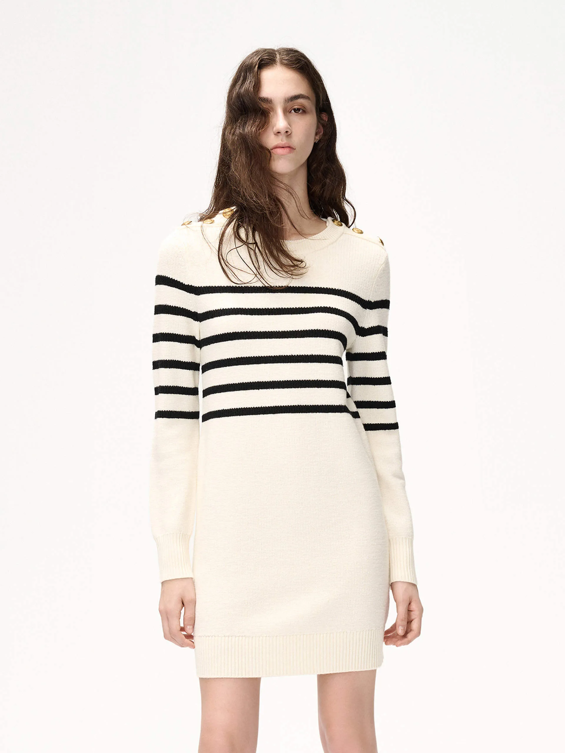 Dreamy Simplicity soft look Merino Wool Stripes Dress