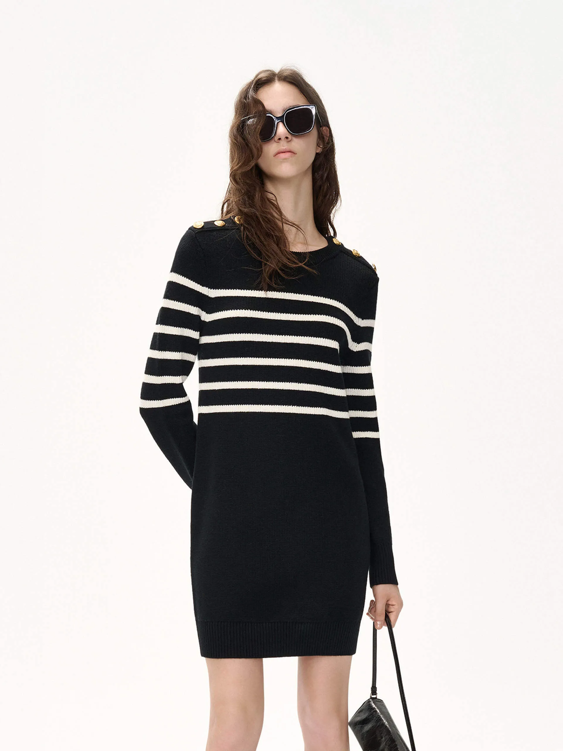 Merino Wool Stripes Dress Delicate Finish