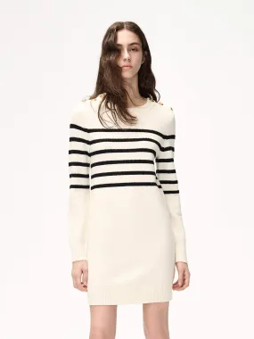 Evening Wear Merino Wool Stripes Dress
