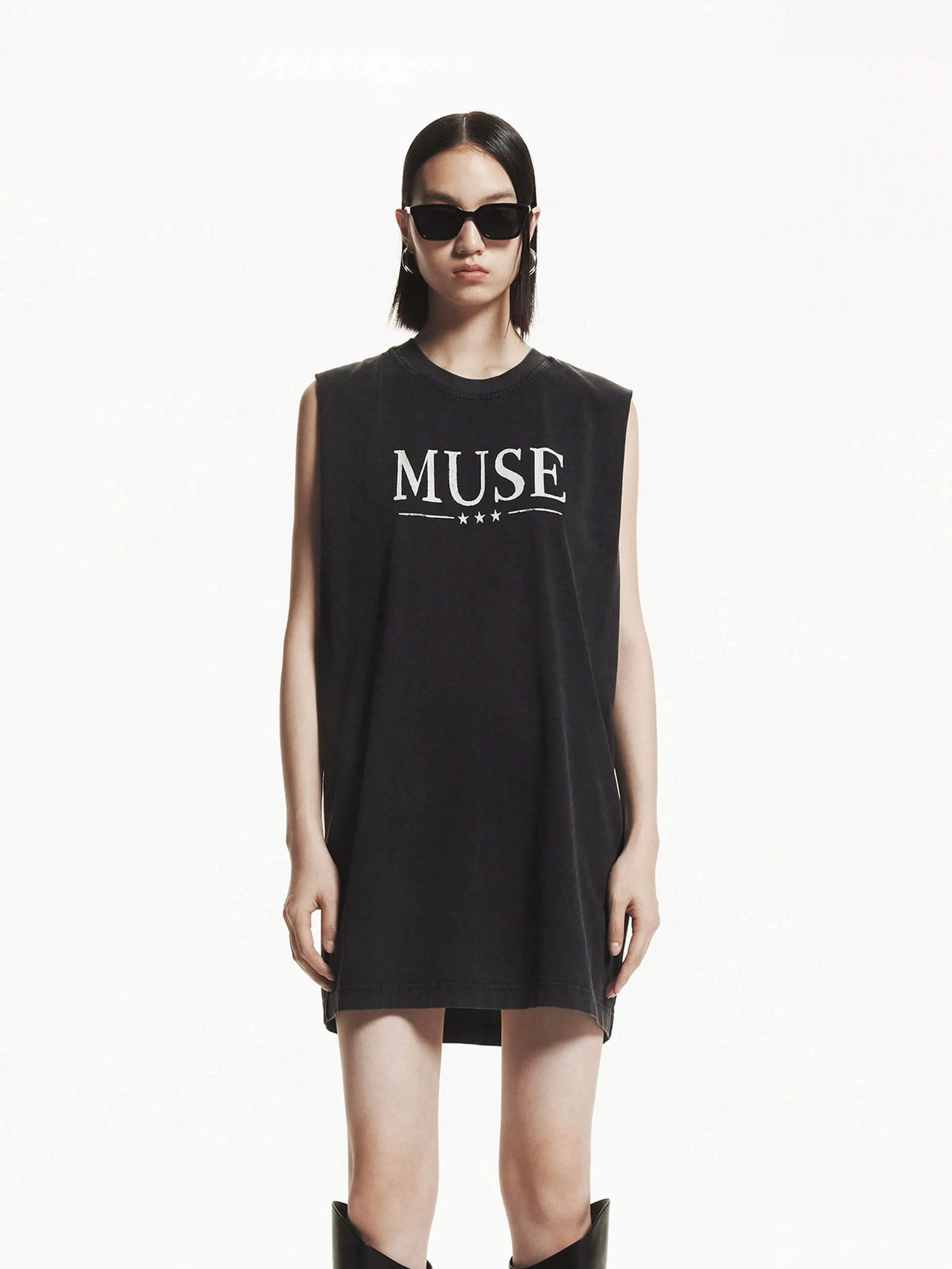 Cotton Sleeveless Mini Dress Bohemian-Style