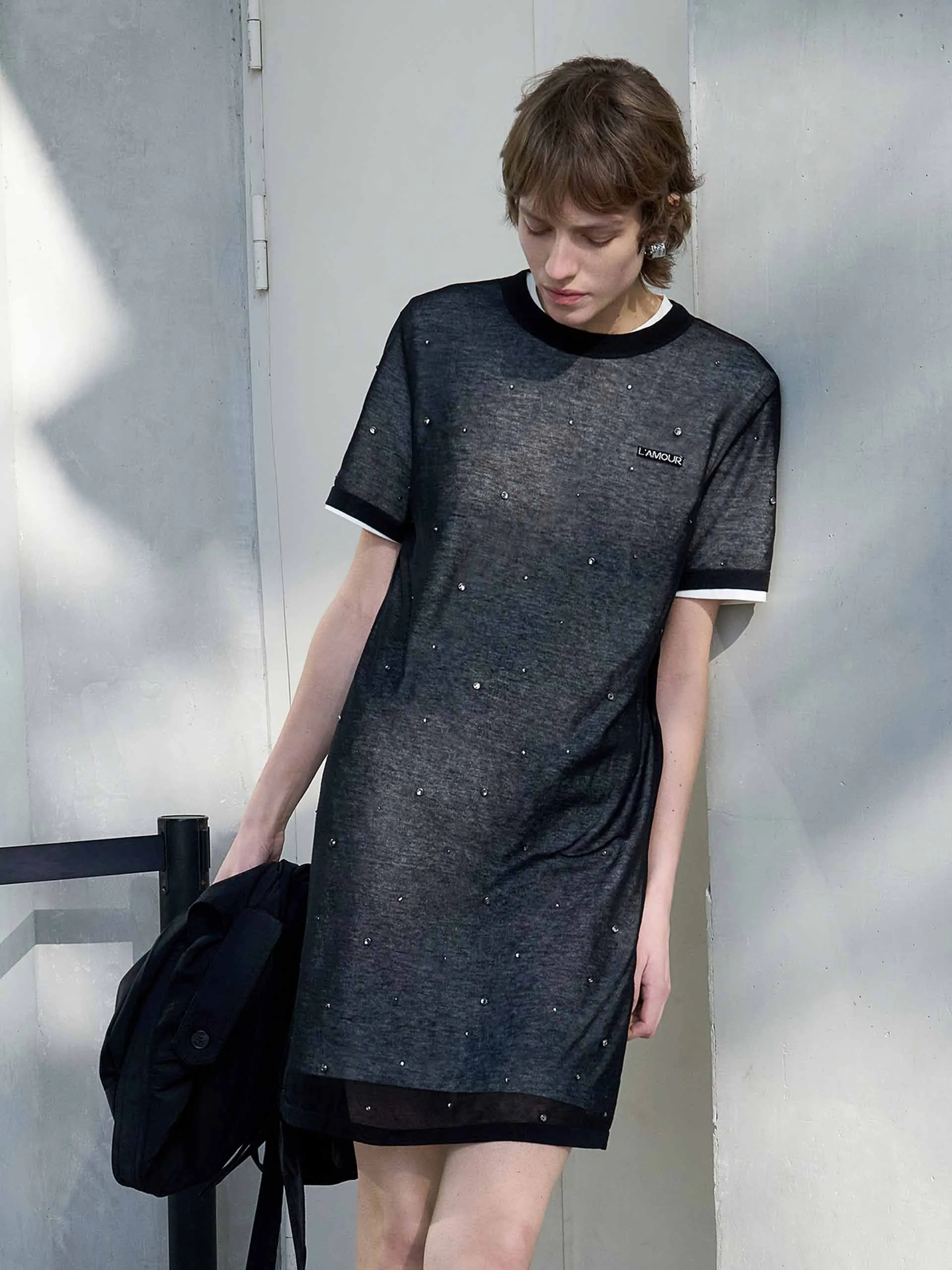 Layered T-shirt Dress Abstract Pattern Soft touch evening dress