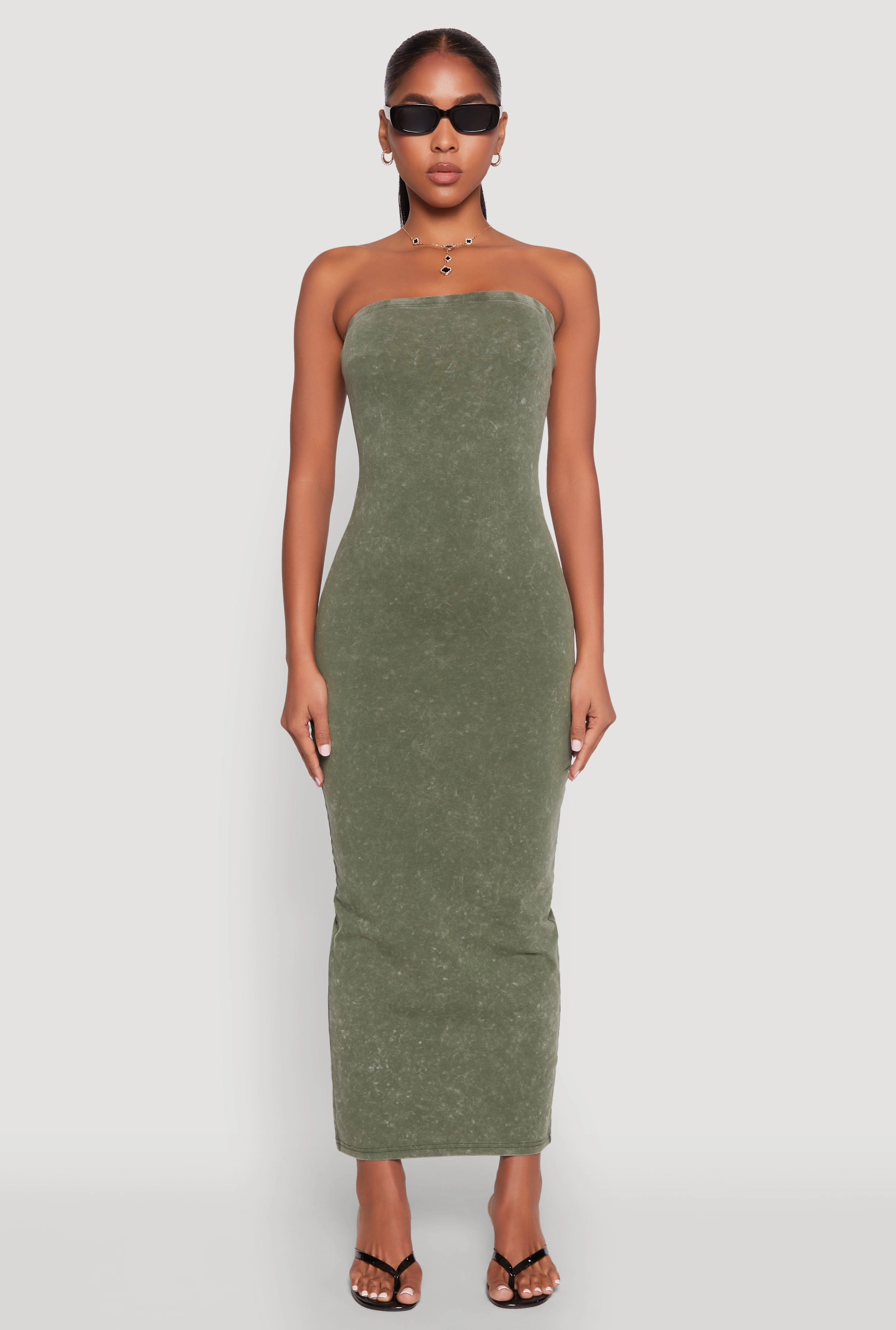 Daisy Mineral Wash Maxi Tube Dress Silky Layer Dance-Party
