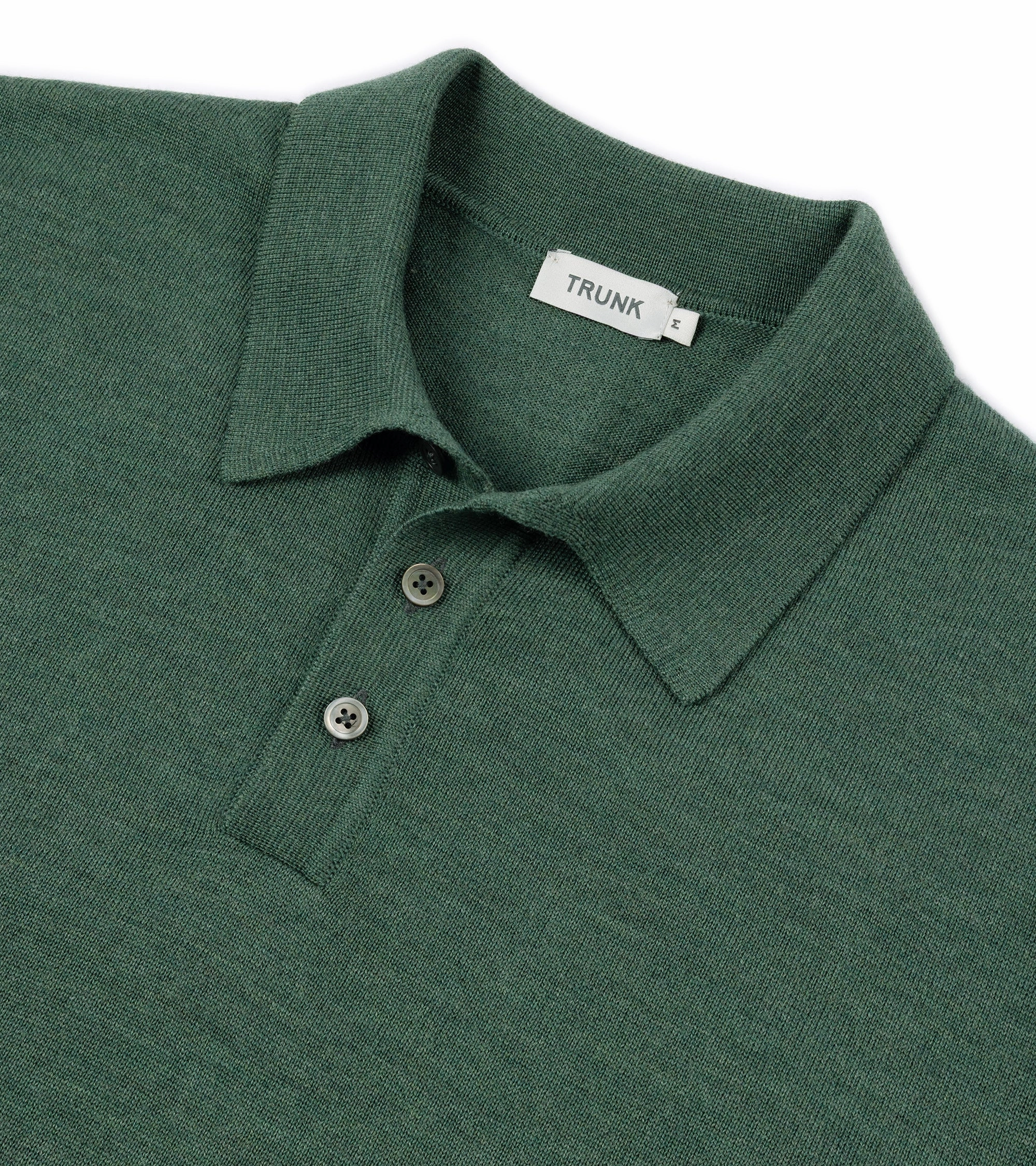Golf Course Trunk Enford Merino Knit Long Sleeve Polo Shirt: Green Grey
