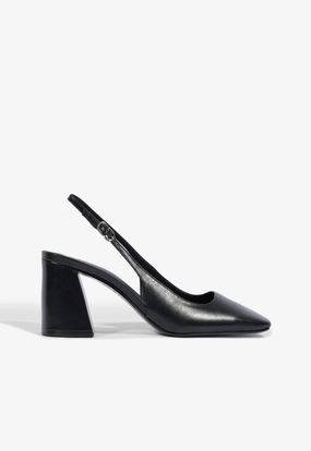 Leia Block Leather Pump Slip-Resistant Heels Ankle Strap Shoes
