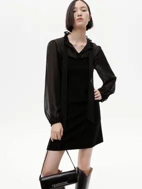 Ruffled Collar Silk Dress Urban Cool Bold Elegance