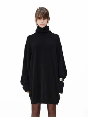 Satin Soft Turtleneck Mini Dress