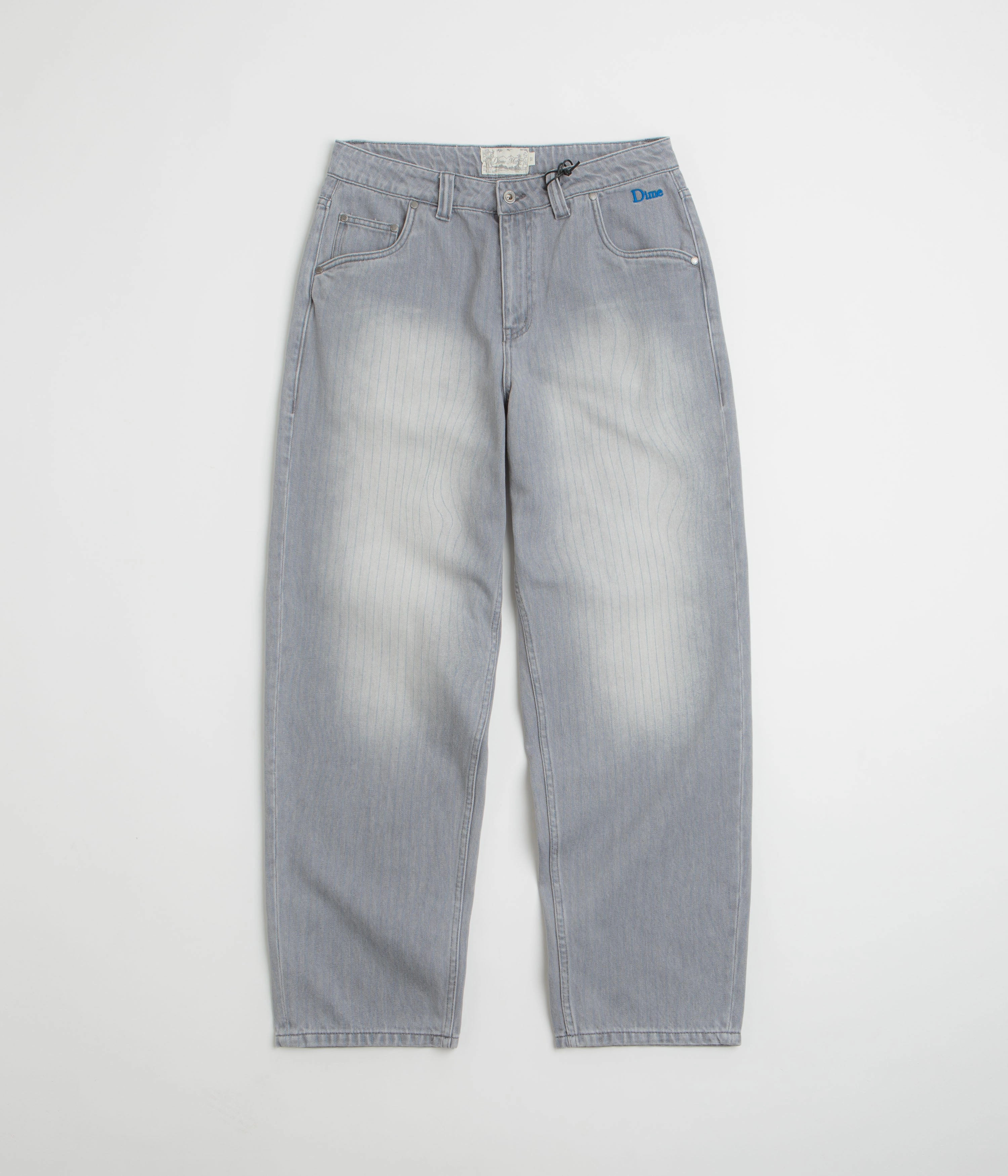 Dime Striped Classic Baggy Denim Pants - Sandblasted Grey Flattering Cut Relaxed Design