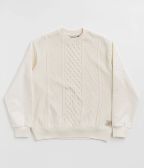 Layering Knit Casual Layer Carhartt Tridon Crewneck Sweatshirt - Natural