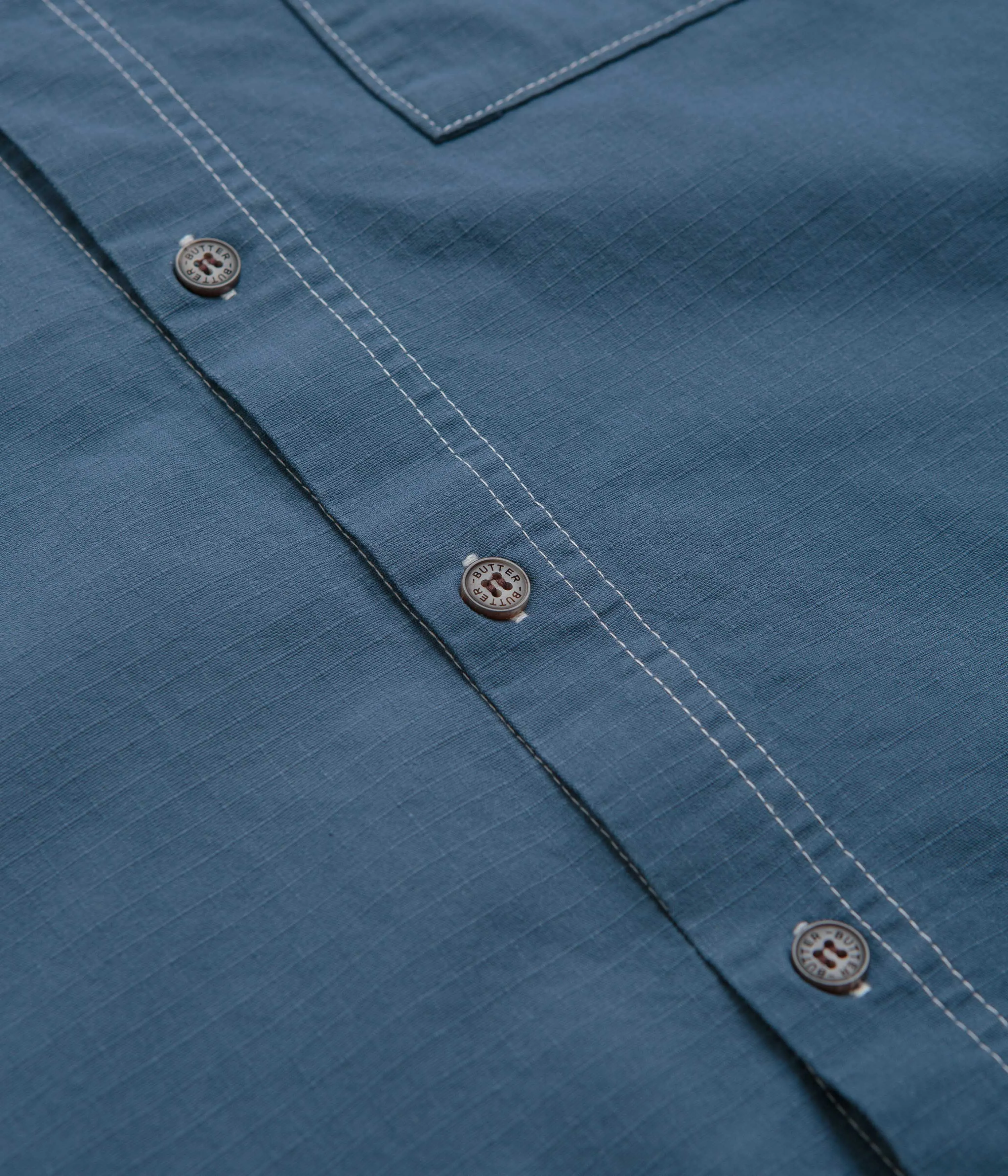 Winter Fashion tall size Butter Goods Ripstop Button Up Shirt - Work Blue