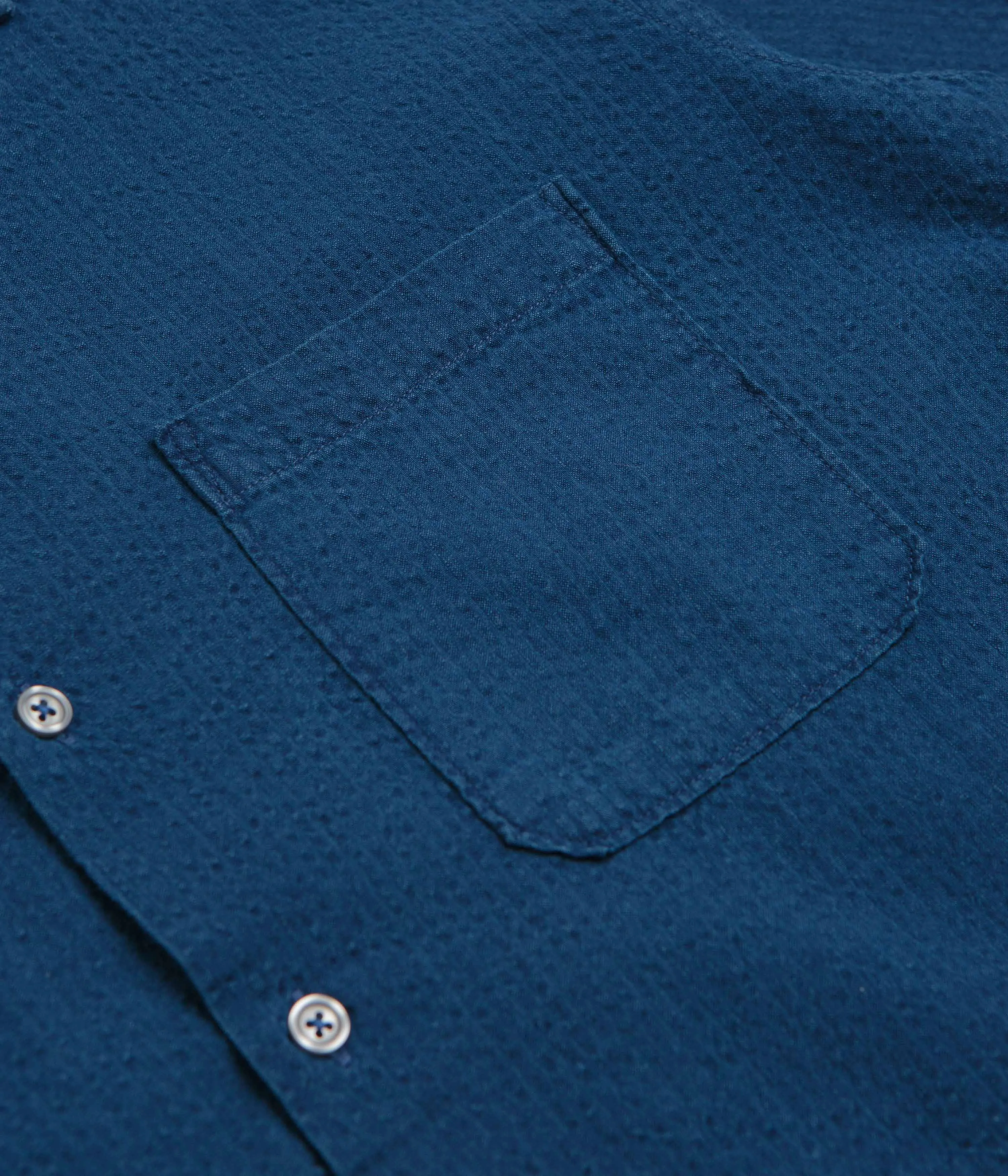 Reinforced Shoulders Plaid Design Universal Works Road Shirt - Washed Indigo