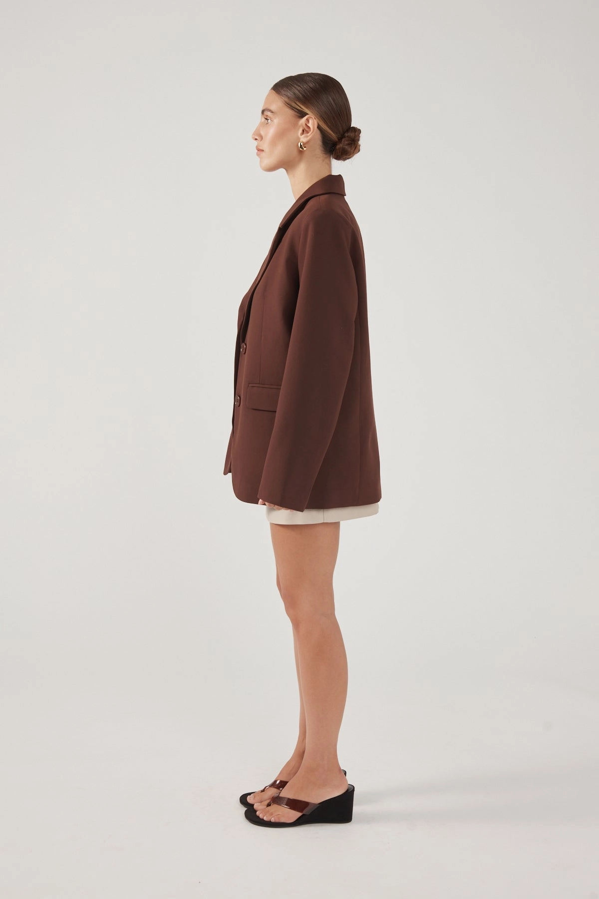 SoftshellTexture Perfect Stranger Luca Oversized Blazer Chocolate