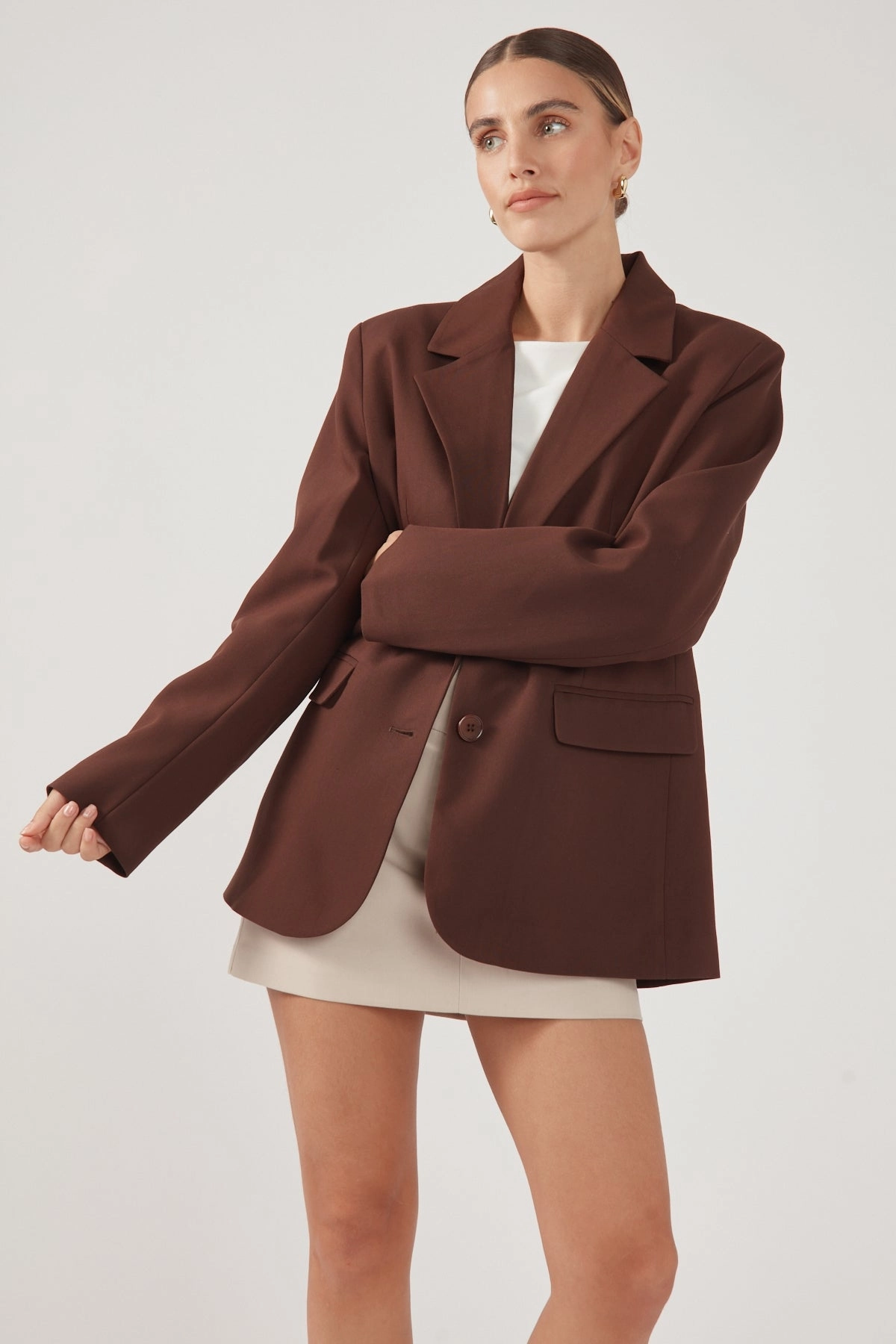 Perfect Stranger Luca Oversized Blazer Chocolate Ergonomic Seams UltraQuietMaterial