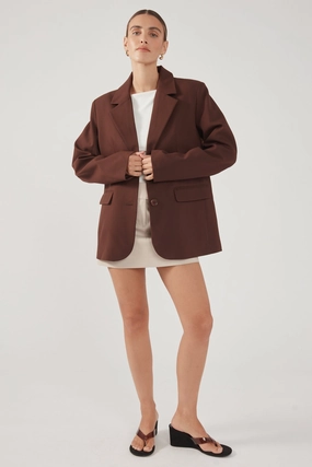 Relaxed Fit Silhouette Perfect Stranger Luca Oversized Blazer Chocolate