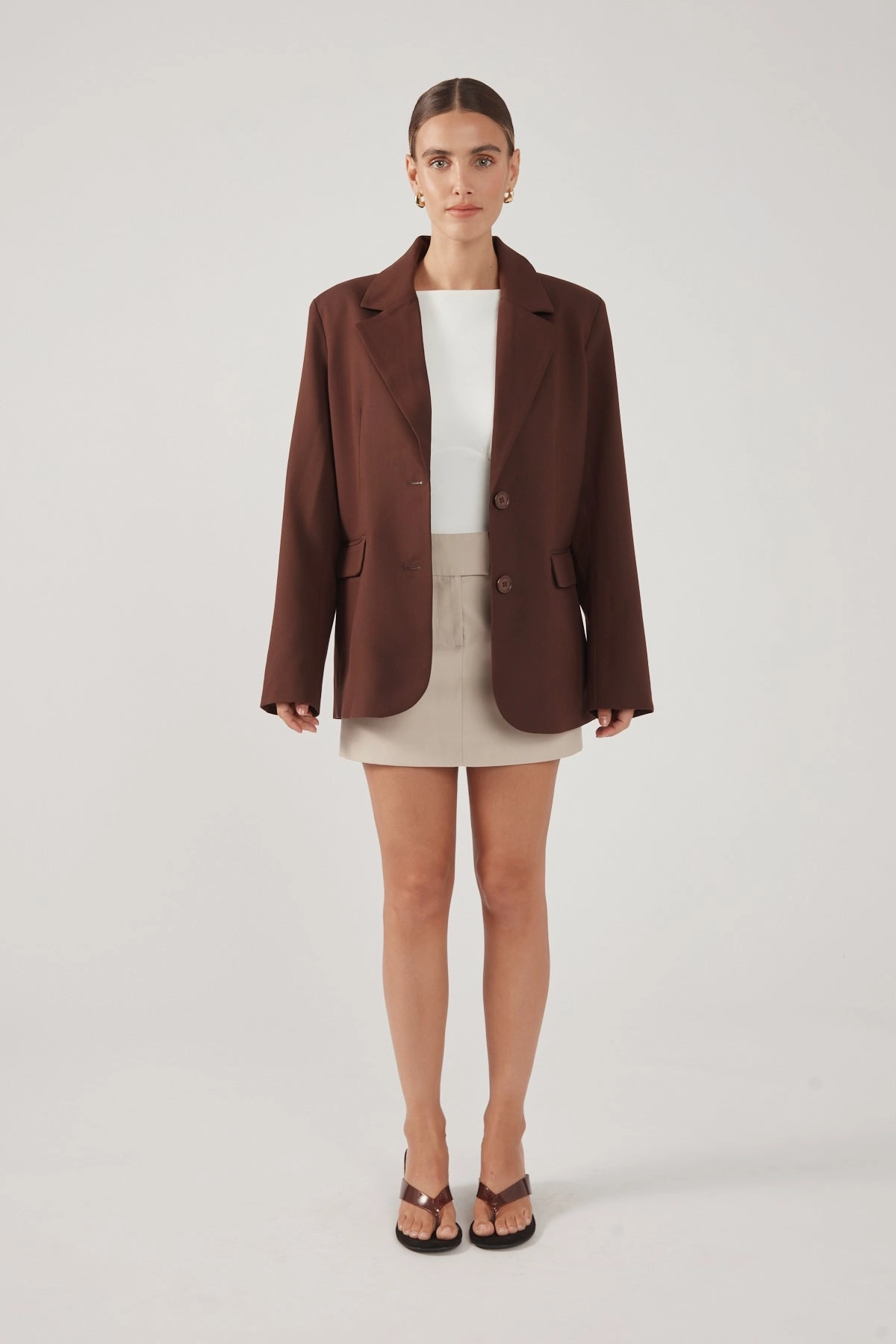 Perfect Stranger Luca Oversized Blazer Chocolate Modular Design