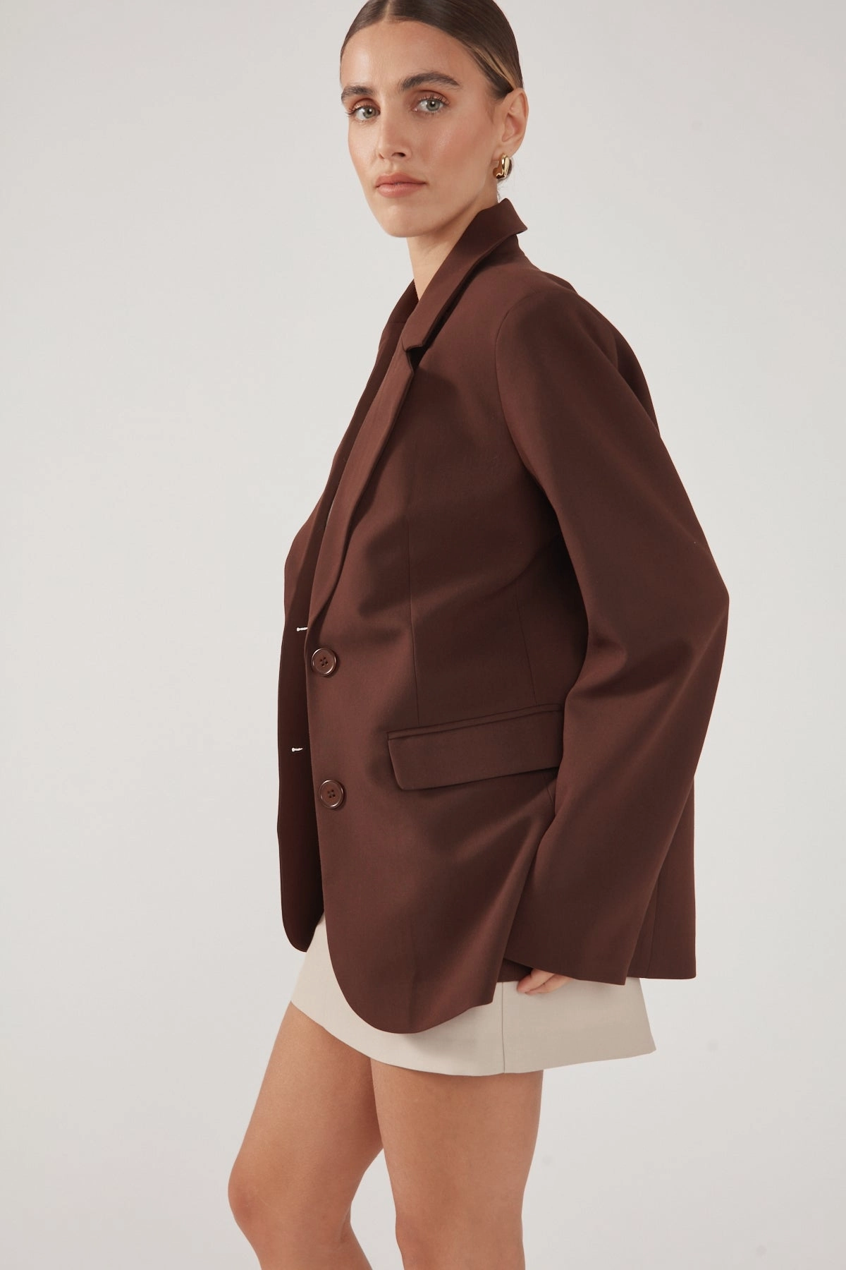Perfect Stranger Luca Oversized Blazer Chocolate Thermal Regulation System