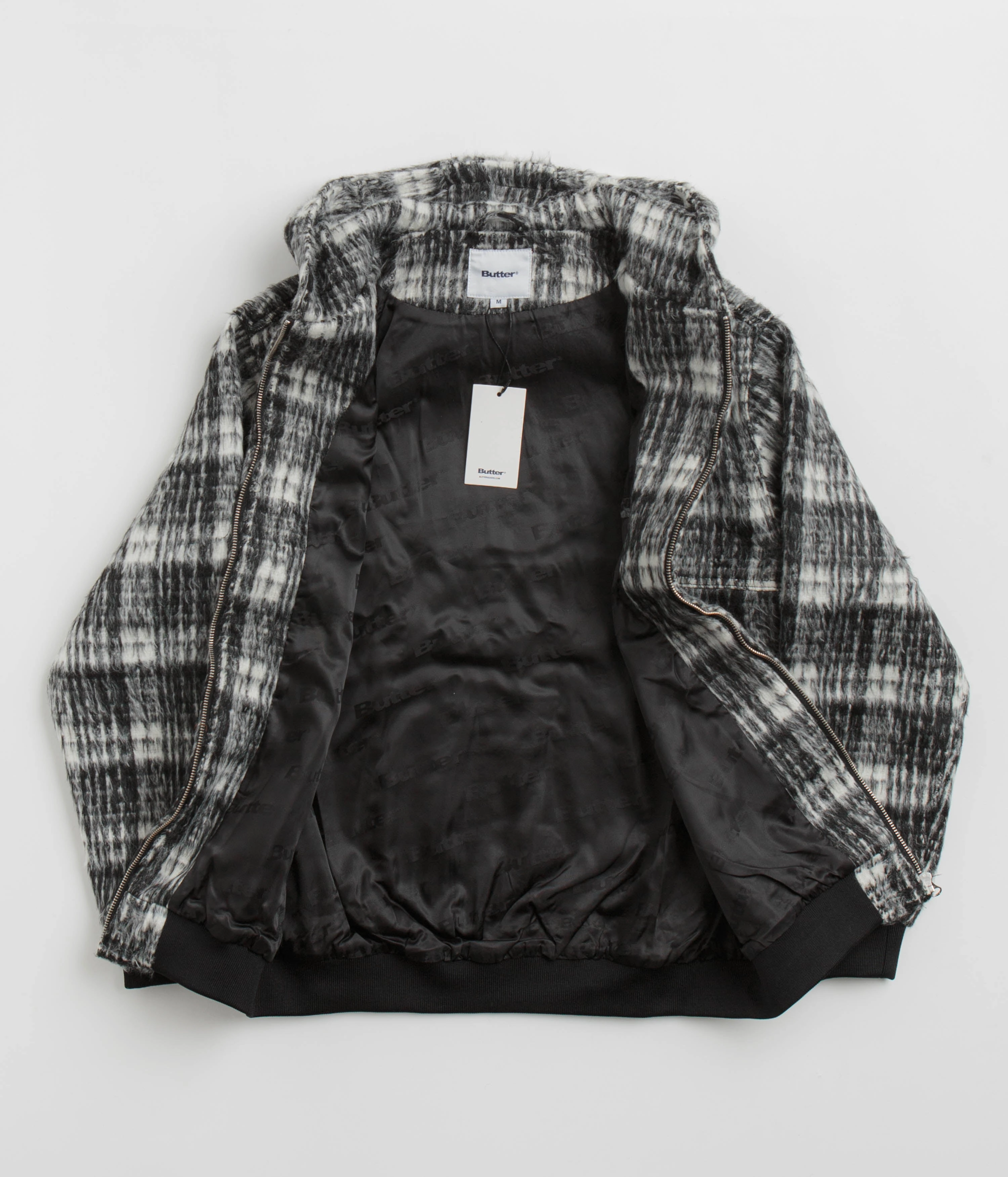 Butter Goods Heavy Plaid Work Jacket - Black / White Anti Pilling Textile Silicone Grip Trim